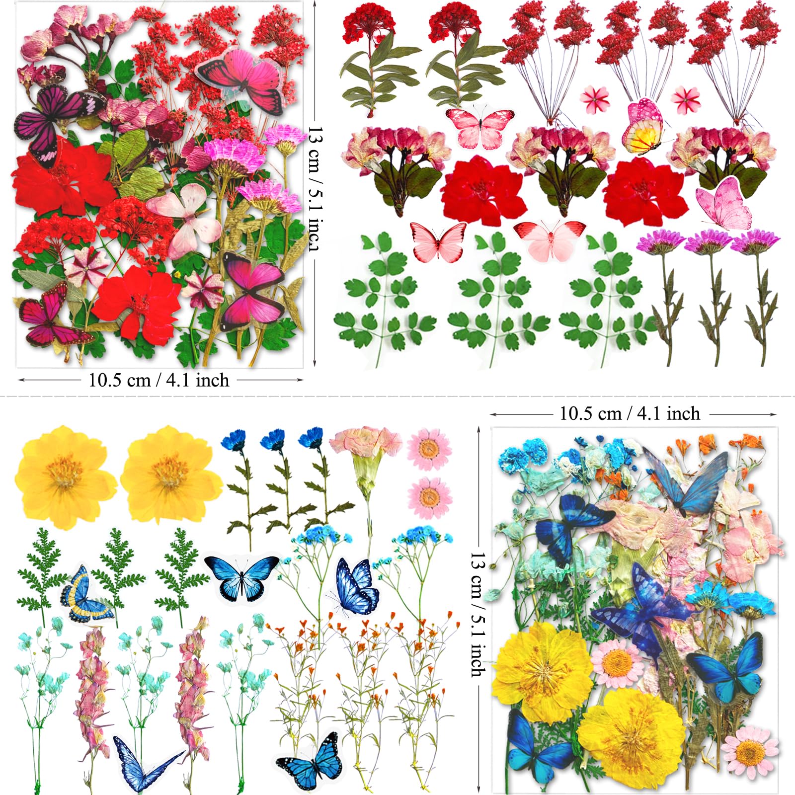 MIKIYA 98Pcs Pressed Dried Flowers for Resin Molds, Real Natural Bulk Big Dry Floral Leave for DIY Art Crafts, Epoxy Jewelry, Candle, Soap Making, Nails Decors