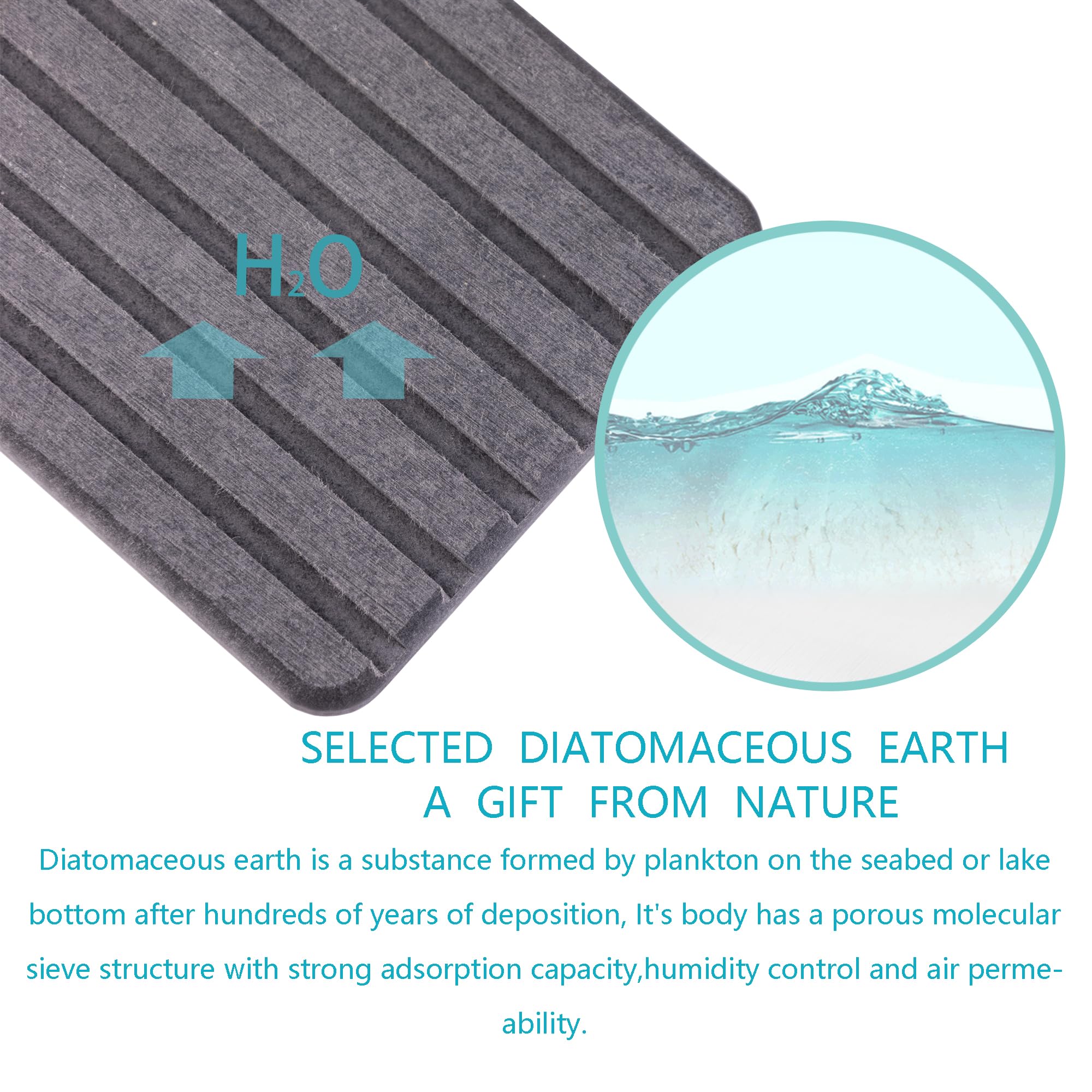 NiuYichee 2 PCS Water Absorbent diatomite Coasters, 7.1" x 3.5" Water Absorbing Stone Tray for Sink, Stone Drying mat for Kitchen Counter, Stone soap Tray Used for Hand Soaps & toiletries & Plants