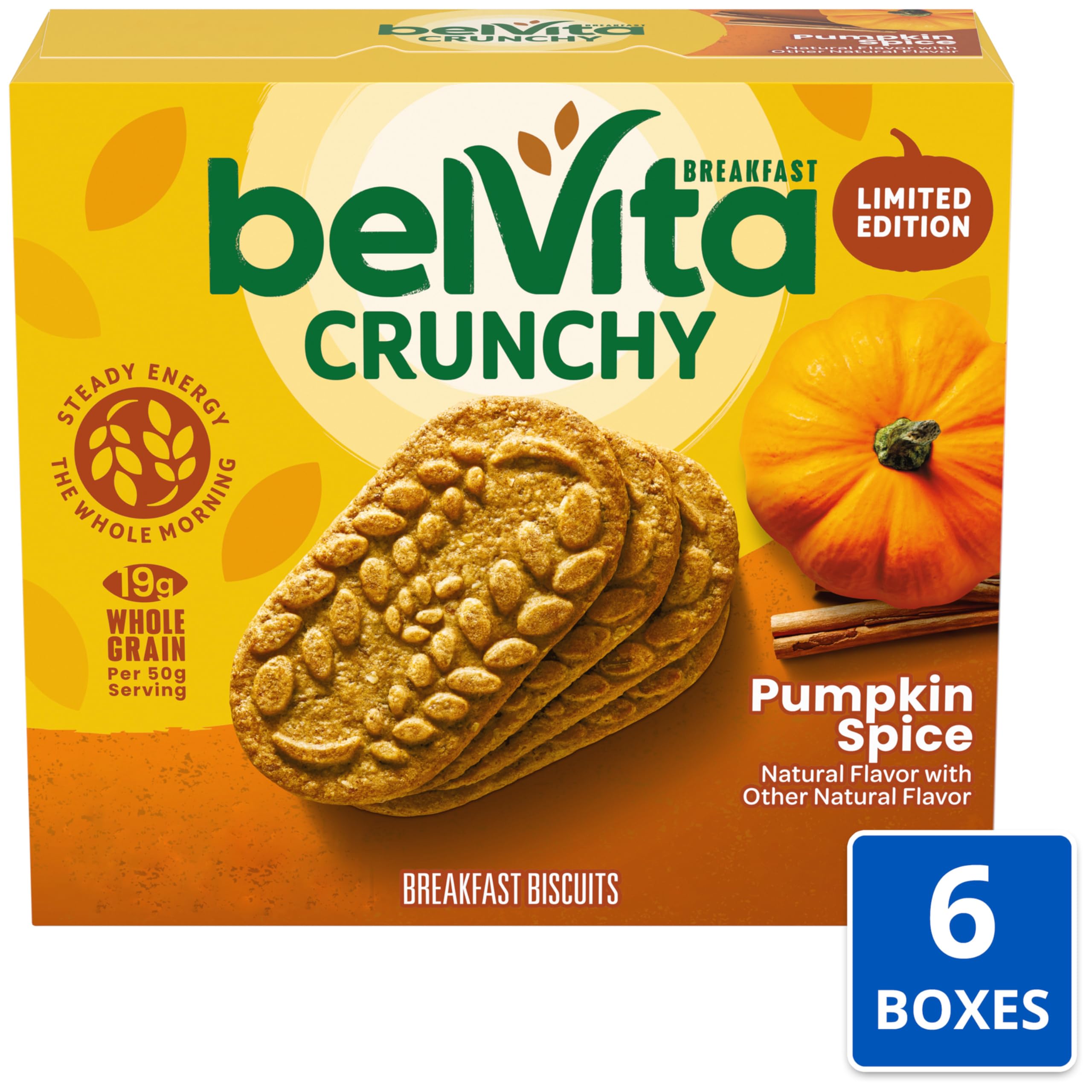 belVita Soft Baked Breakfast Bars, Oats & Chocolate, 6 Boxes of 5 Packs (1 Biscuit Per Pack)