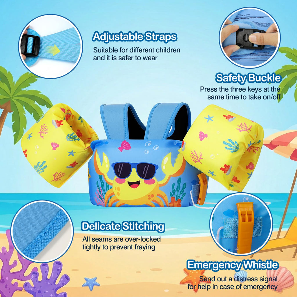 Moko Swim Arm Band for Kids 20-30-50 lbs, Cute Cartoon Toddler Swim Vest, Swimming Water Wings Pool Floaties Sleeve for Children Learn to Swim
