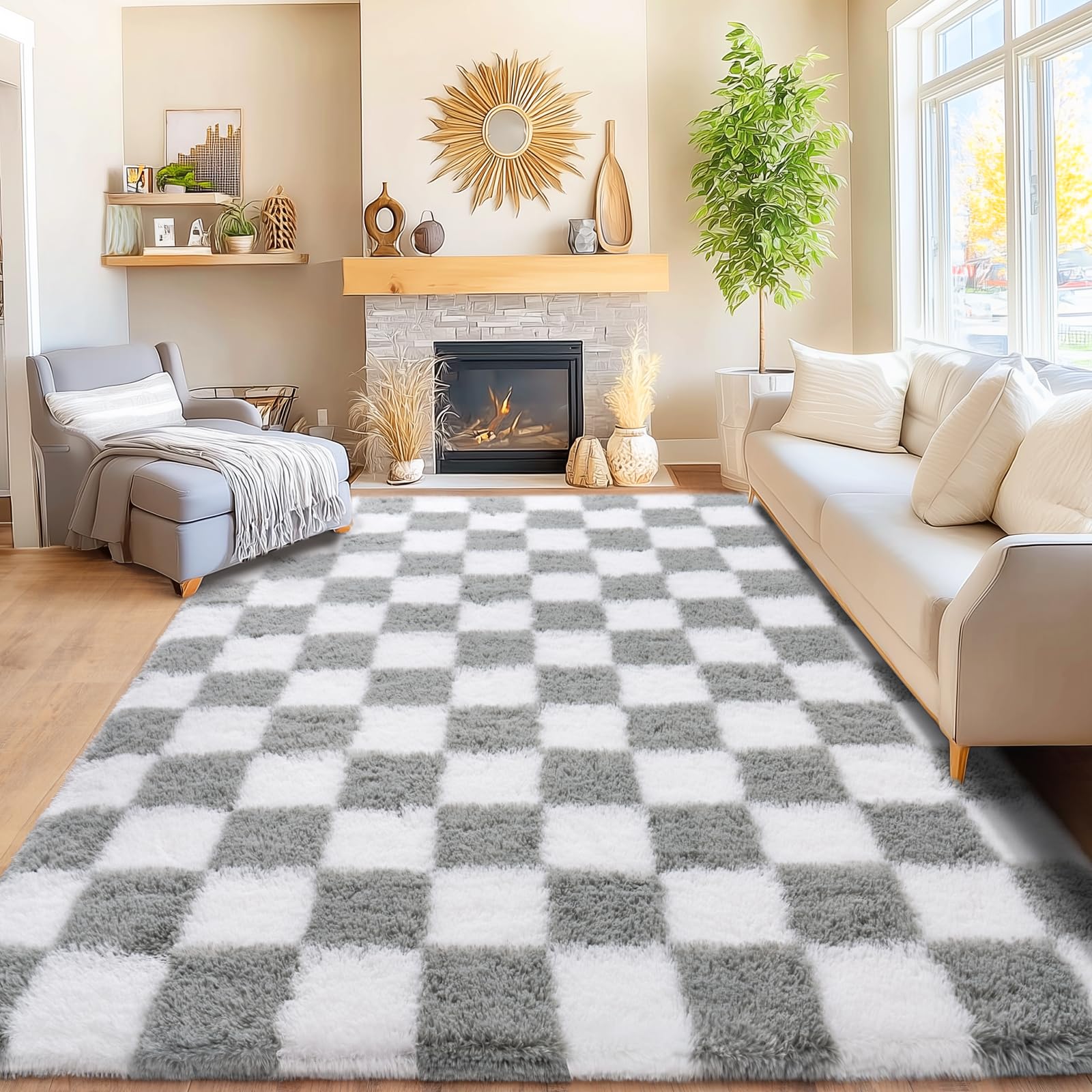 Awaytail Fluffy Rug Washable 2x3 Feet, Pure Black Desk Chair Rug Non-Slip, Super Soft Kids Rug for Boys Nursery Dorm Decor