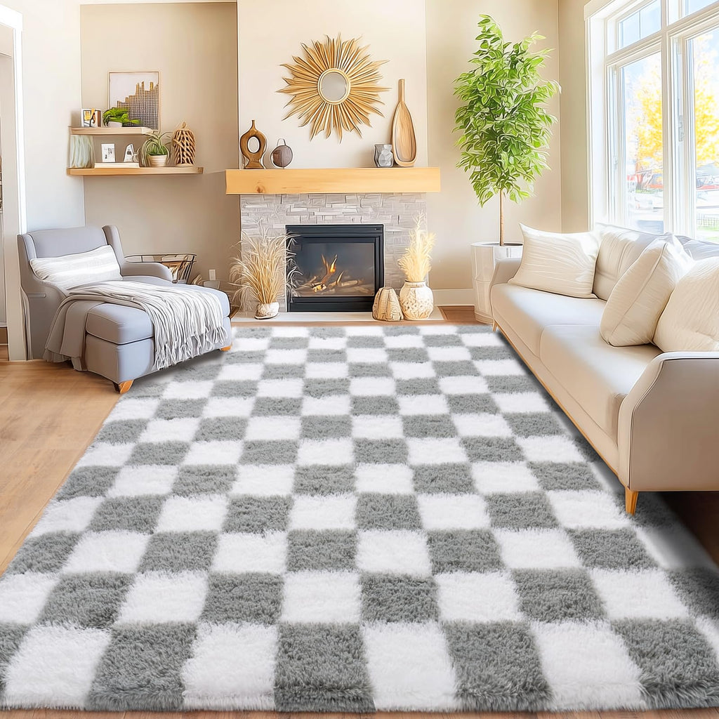 Awaytail Fluffy Rug Washable 2x3 Feet, Pure Black Desk Chair Rug Non-Slip, Super Soft Kids Rug for Boys Nursery Dorm Decor