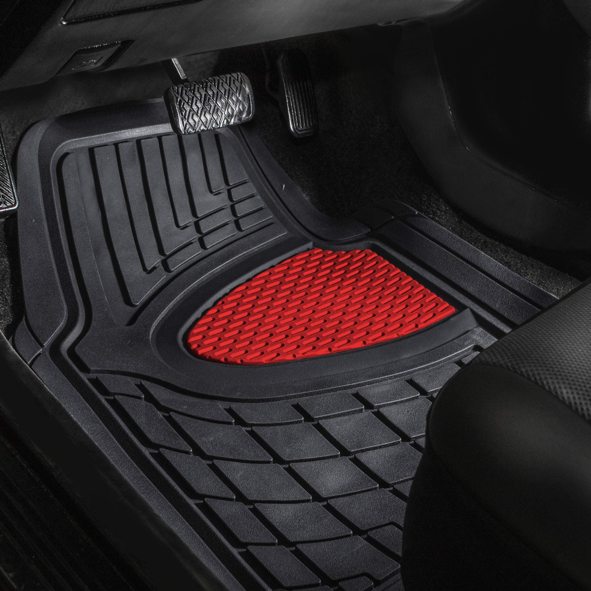 FH Group Automotive Floor Mats - Heavy-Duty Rubber Floor Mats for Cars, Universal Fit Full Set, Climaproof Floor Mats, Trimmable Floor Mats for Most Sedan, SUV, Truck Floor Mats Beige