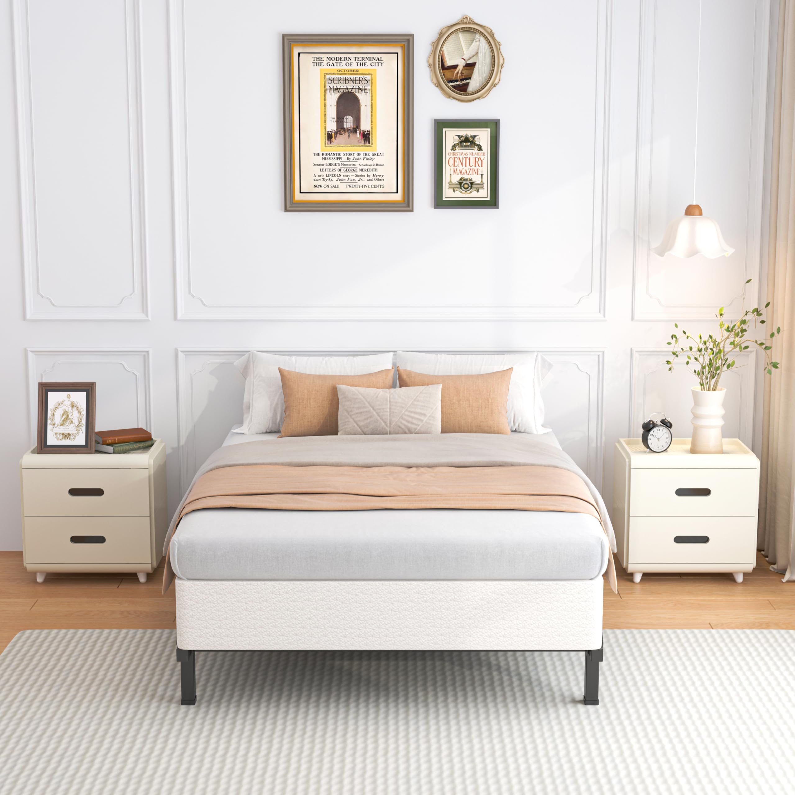ROIL 10 Inch Twin Box Spring, Heavy Duty Metal Box Spring Mattress Foundation with Fabric Cover, 3500lbs Max Weight Capacity, Easy Assembly, Noise Free, Non-Slip