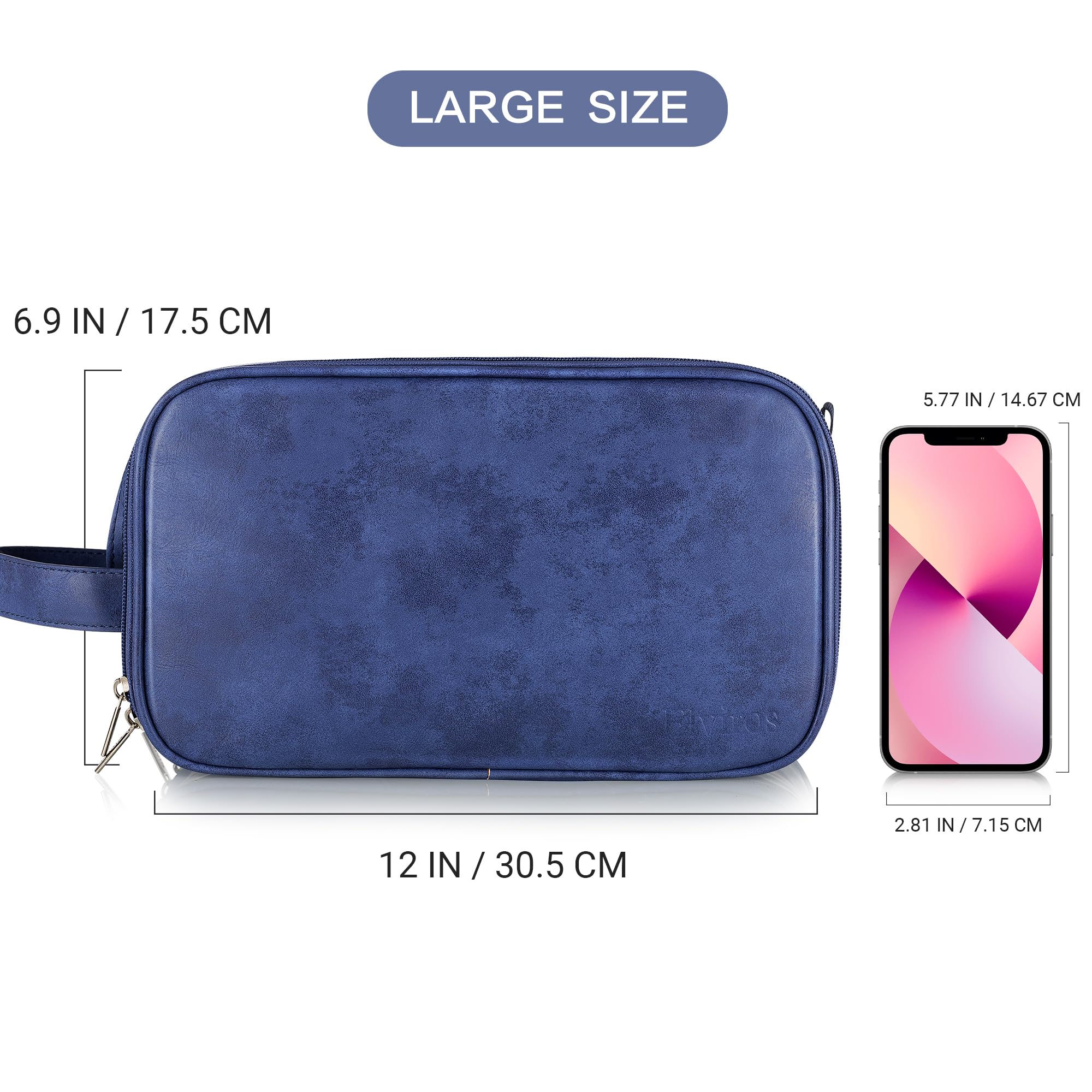 Elviros Travel Toiletry Bag for Men, Shaving Dopp Kit Water-resistant Bathroom Small Toiletries Organizer PU Leather Cosmetic Bags