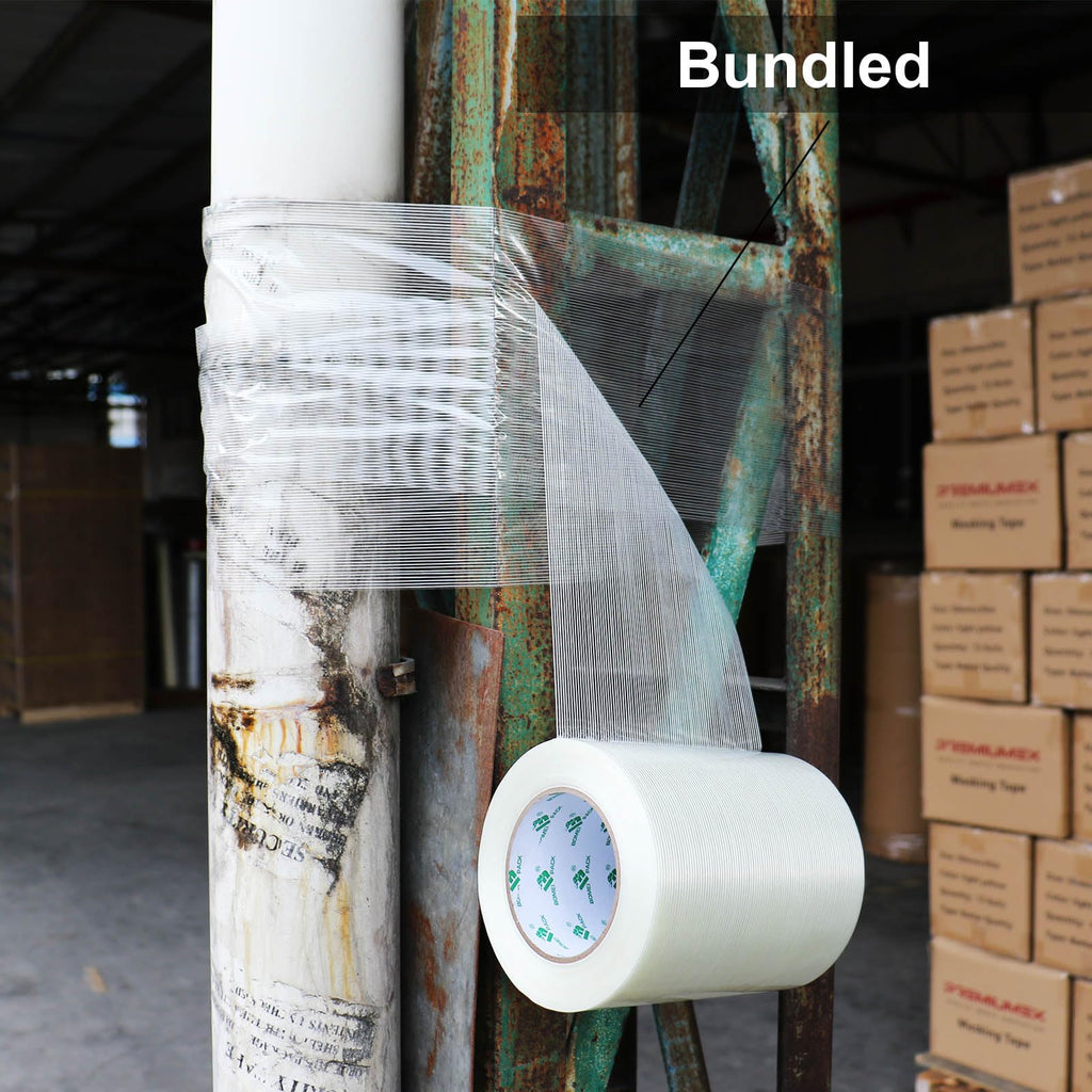 BOMEI PACK Wide Strapping Tape, 4Inch Heavy Duty Reinforced Packing Tape, Fiberglass Filament 60yds 5.5Mil
