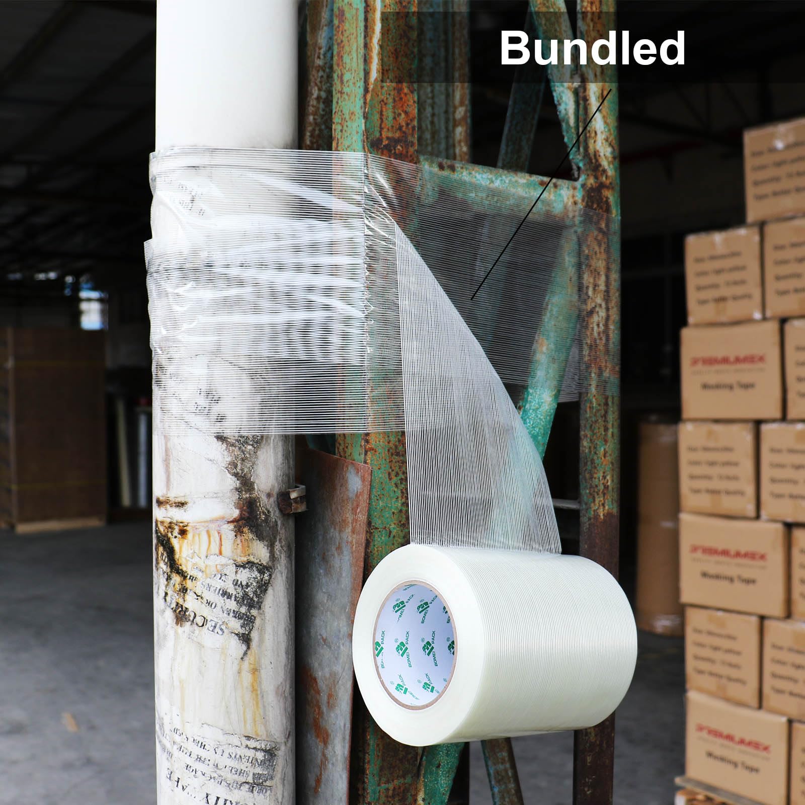 BOMEI PACK Wide Strapping Tape, 4Inch Heavy Duty Reinforced Packing Tape, Fiberglass Filament 60yds 5.5Mil