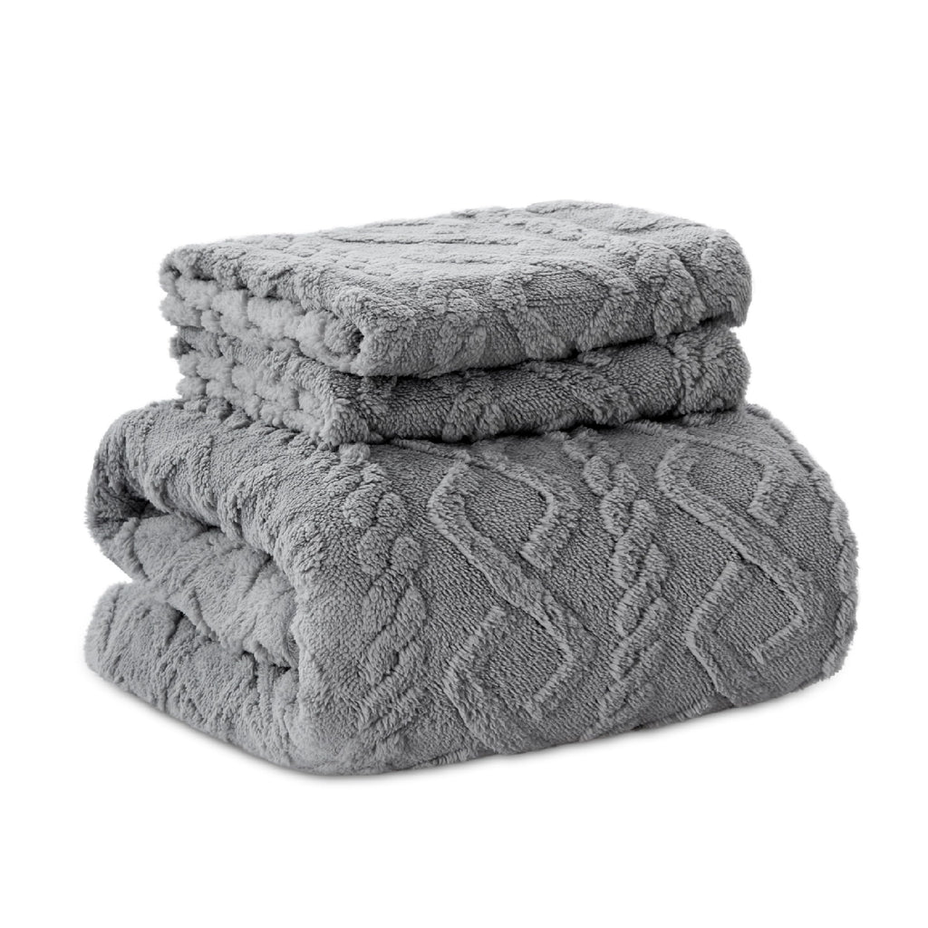 Bedsure Fluffy Flannel Duvet Cover Set - Faux Fur Comforter Cover Queen Size, Gray Warm Plush Bedding for Winter, 3-Piece Set with Zipper Closure (90"x90") and 2 Pillow Shams