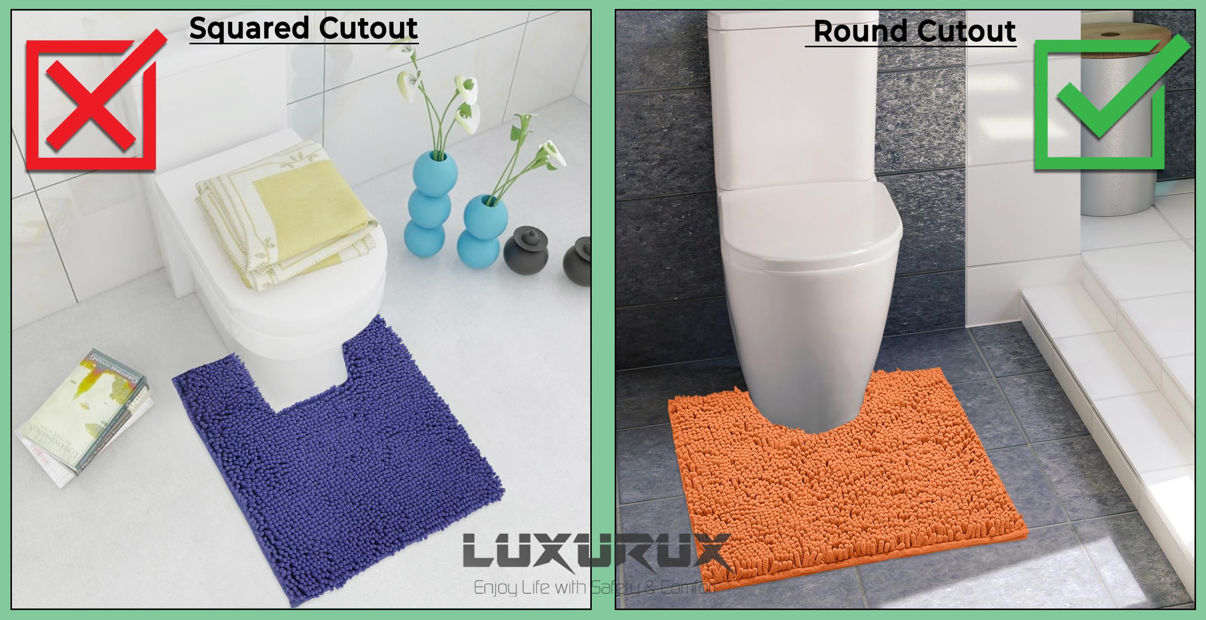 LuxUrux Bath Mat, Extra-Soft Plush Non-Slip Bathroom Rug, Luxury Chenille Microfiber Material, Super Absorbent Shaggy Bath Rug. Machine Wash & Dry (17 x 24 inches, Warm Grey)