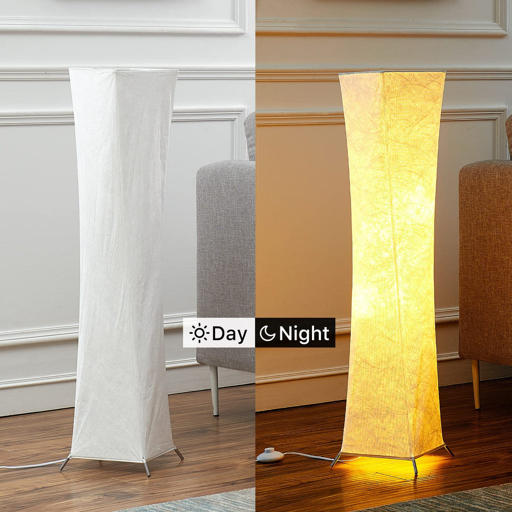 chiphy Floor Lamp, Dimmable 39" (XS) Tall Standing Lamp, 3 Levels Adjustable Brightness 12Wx2 LED Bulbs, Column Floor Light w/White Fabric Shade, Home Decor for Living Room, Bedroom, Kids Room
