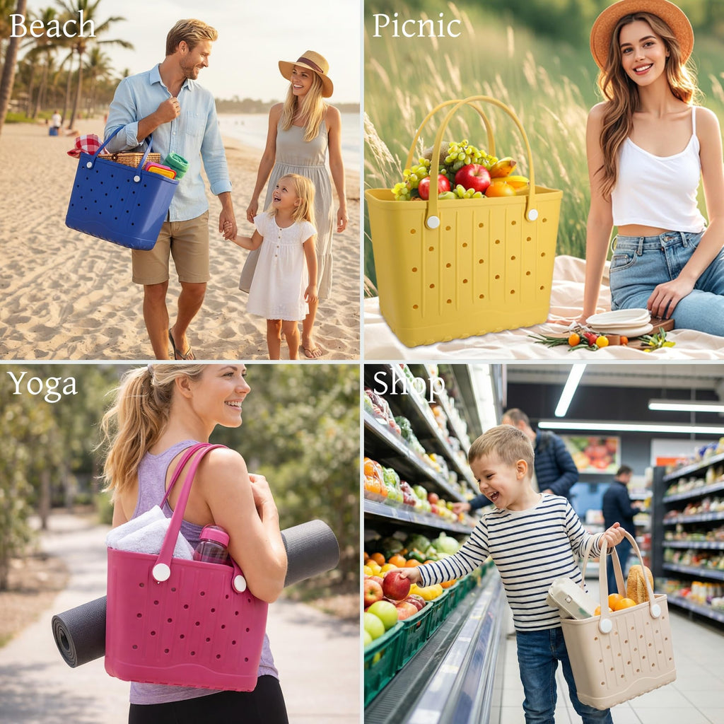 Rubber Beach Bag EVA Waterproof Tote Bags Washable Sand-proof Travel Handbags for Pool Boat Groceries Work Sports