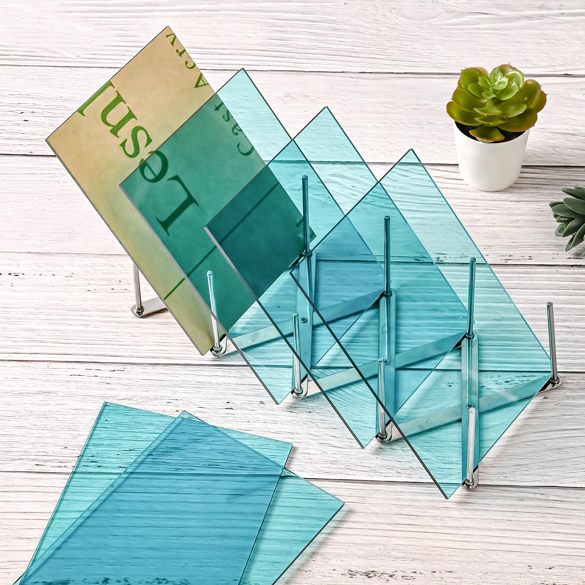 Lesnlok Blue Acrylic Sheets 1/8 inch Thick 3mm 6 Pack 3 x 5 Clear Plexiglass Sheets,for Sign,Craft,Painting,Laser Cutting,DIY Display Projects… (3"x 5", Blue, 6)