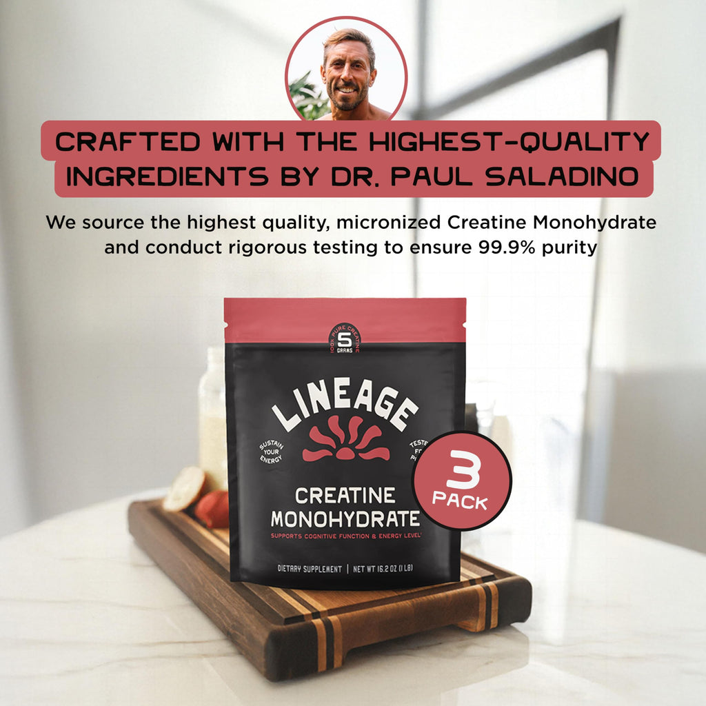 Lineage Provisions Micronized Creatine Monohydrate with Sea Salt - Micronized Creatine Powder for Training & Performance – No Artificial Ingredients – 90 Servings