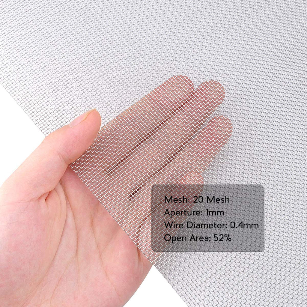 Valchoose Soft 304 Stainless Steel Mesh, 8 Pack Bendable Woven 8.3"X11.8"(213X302mm), 20 Mesh Non-Rusting, Wire Mesh Easy to Work, Non-Corrosive for DIY, Vent, Cage, Garden, Window (Plain Weave)