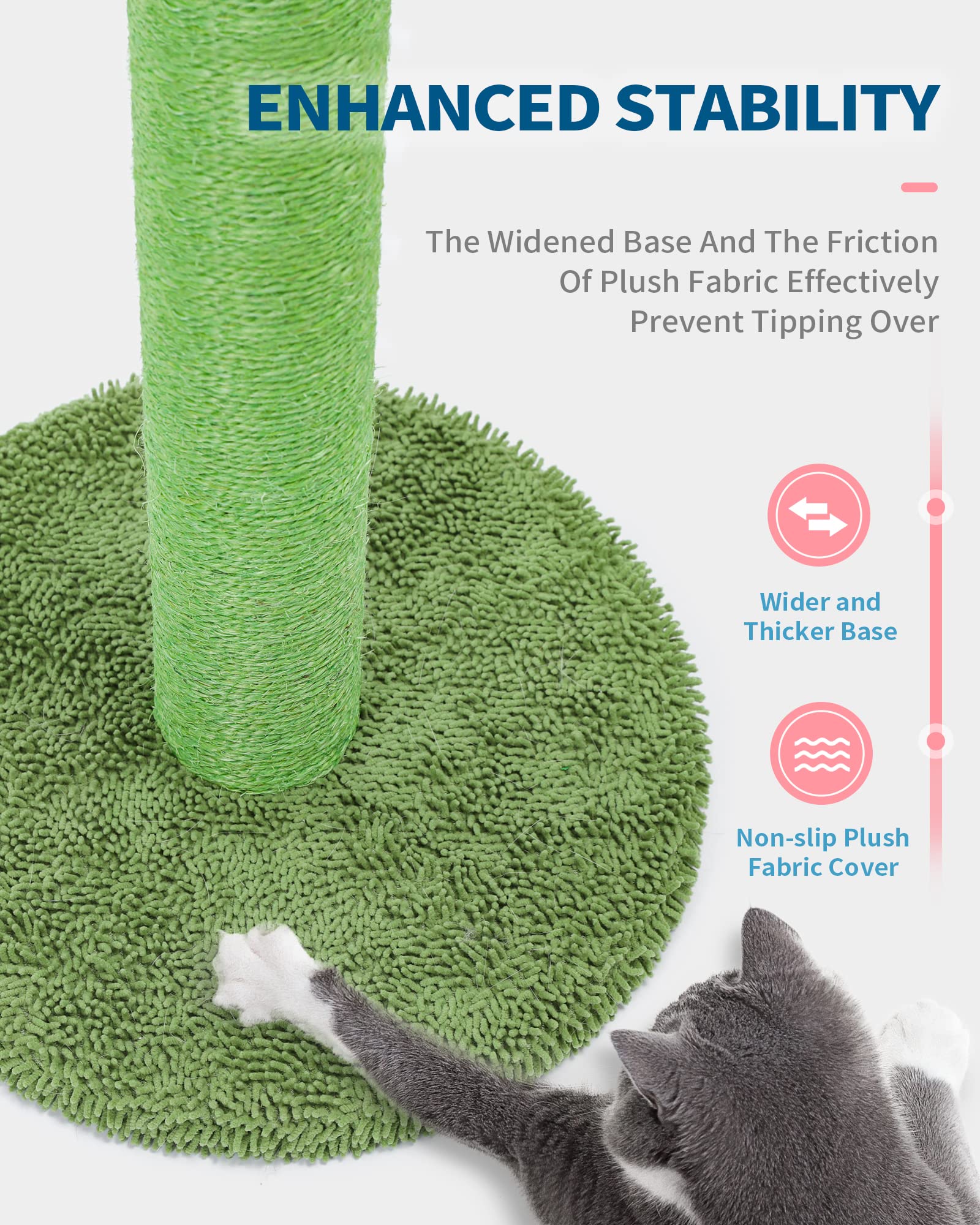 Made4Pets Cat Scratching Post, 21.7" Cactus Cat Scratcher Kitten Scratching Post with Natural Sisal Rope for Indoor Cats Claw Scratcher, Cat Tree with Dangling Balls for Small Kittens