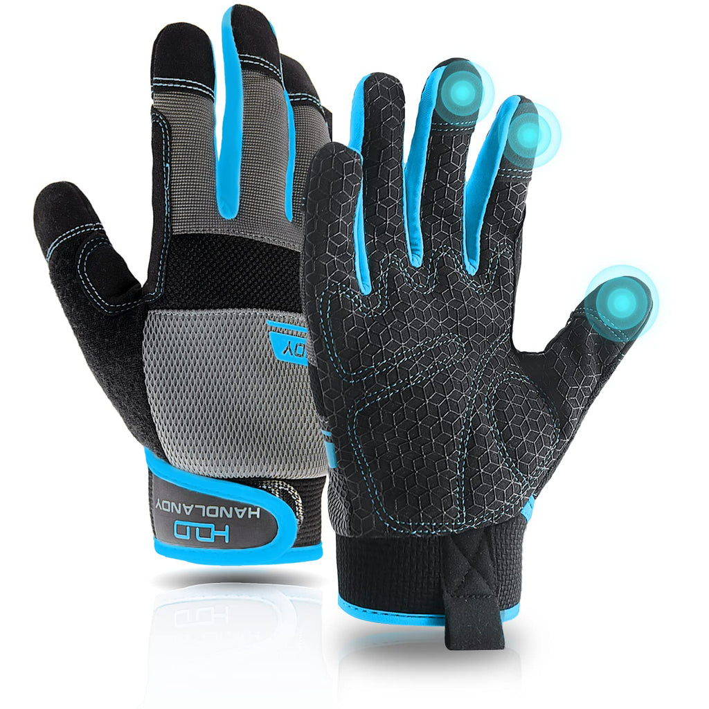 AIGEVTURE Safety Work Gloves Mens & Women, Light Duty Mechanic Gloves Touch Screen, Gardening Work Gloves with Grip,High Dexterity