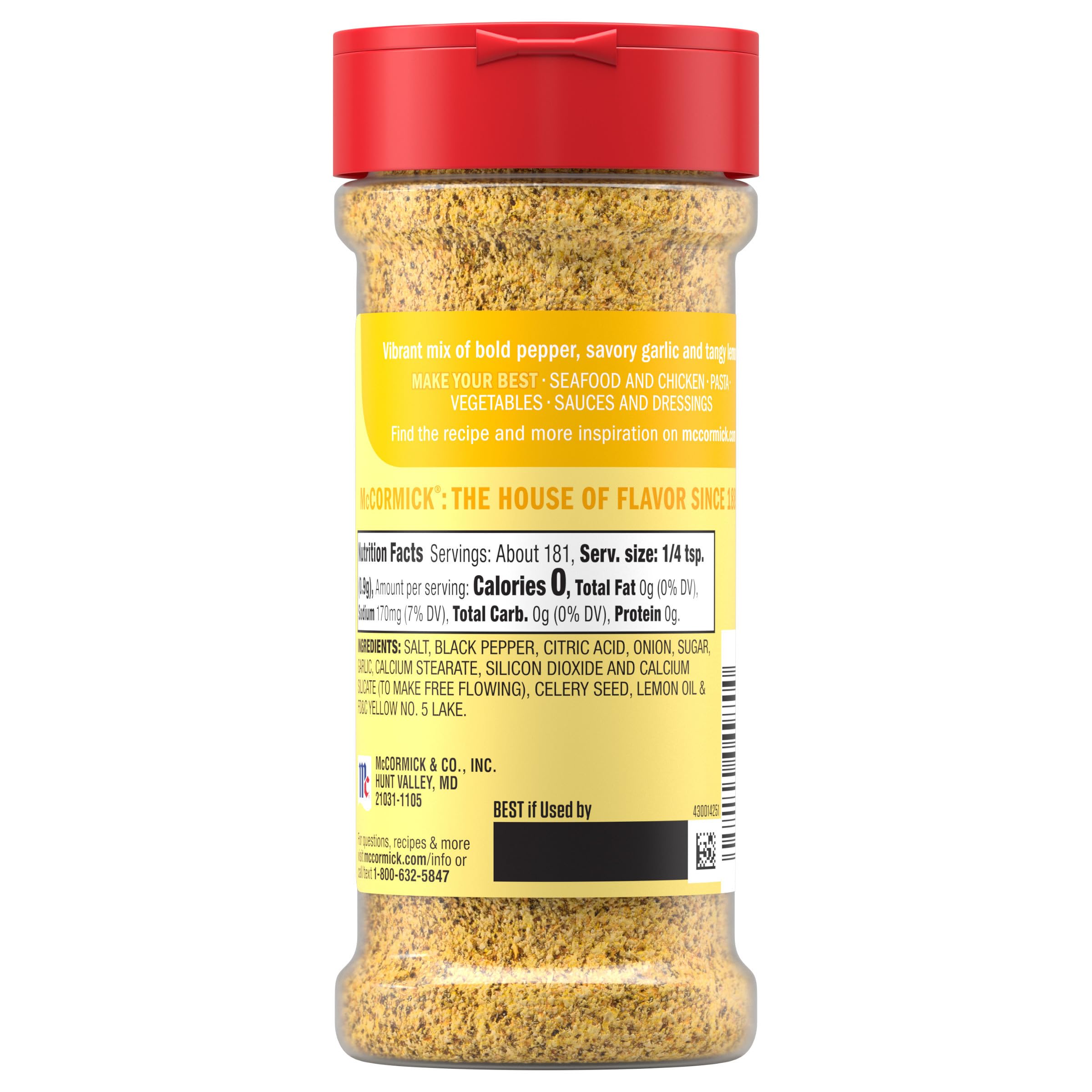 McCormick Perfect Pinch Lemon & Pepper Seasoning, 5.75 oz (Pack of 6)