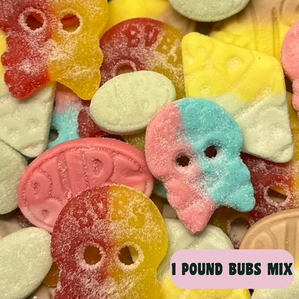 BUBS Swedish Candy Mix 1 lb - Authentic Sweet and Sour Swedish Gummies - Gelatin-Free Vegan Gummy Candy Assortment, Imported from Sweden - Foam Candy - Big Ovals, Dizzy Skulls, Tutti Frutti and More