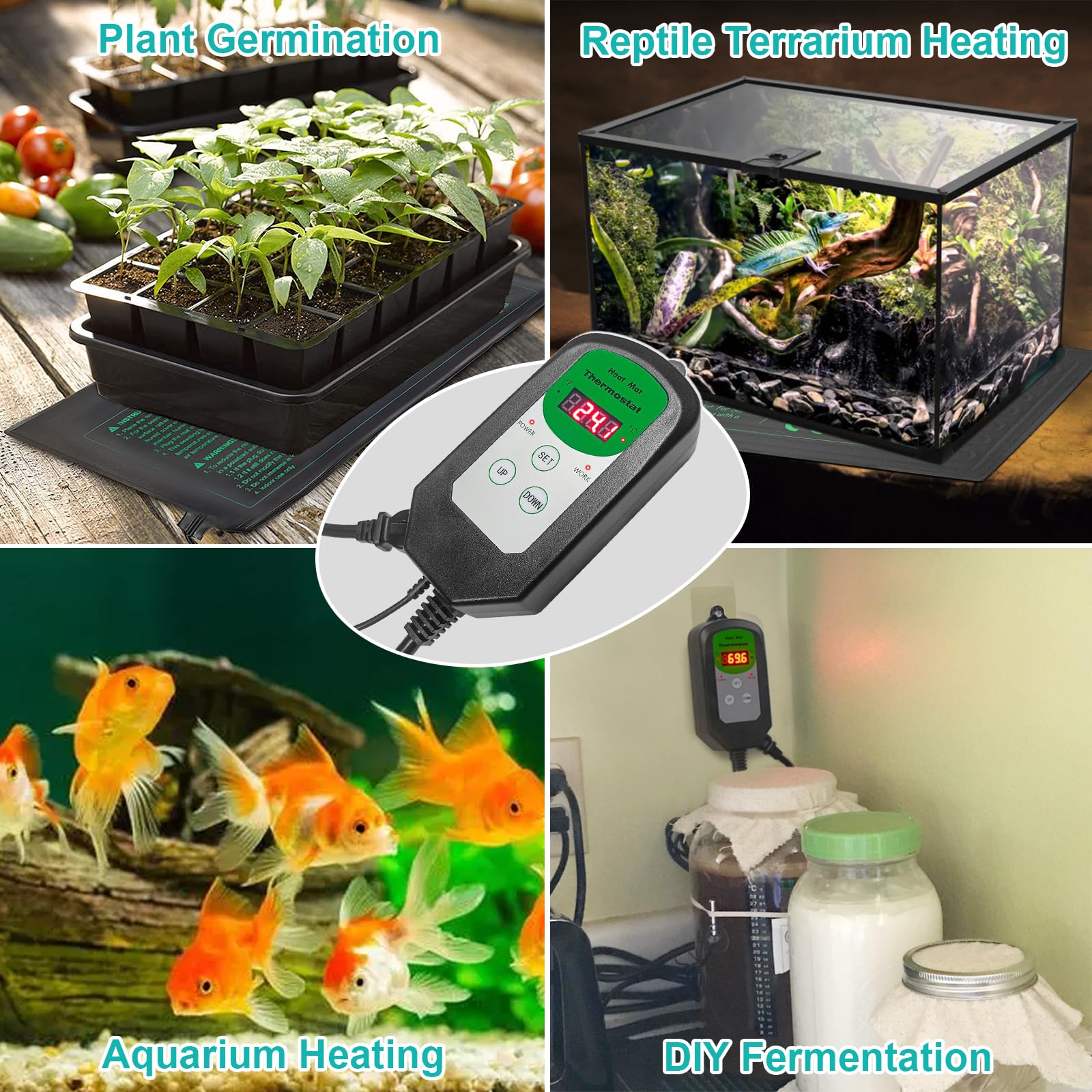 Seedling Heat Mat Hydroponic Plants Heating Pad, Seed Starting Greenhouse and Germination, Waterproof Durable Heating Pad for Indoor Home Gardening Seed Starter(10“x20.75”)