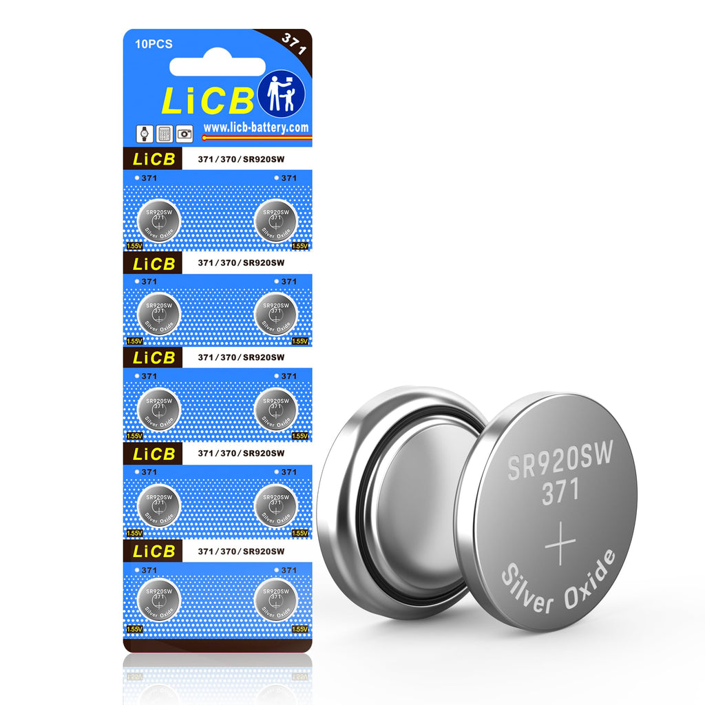 LiCB 10 Pack 371 SR920SW Watch Battery,Long-Lasting & Leak-Proof,High Capacity Silver Oxide 1.55V Button Cell Batteries for Watch