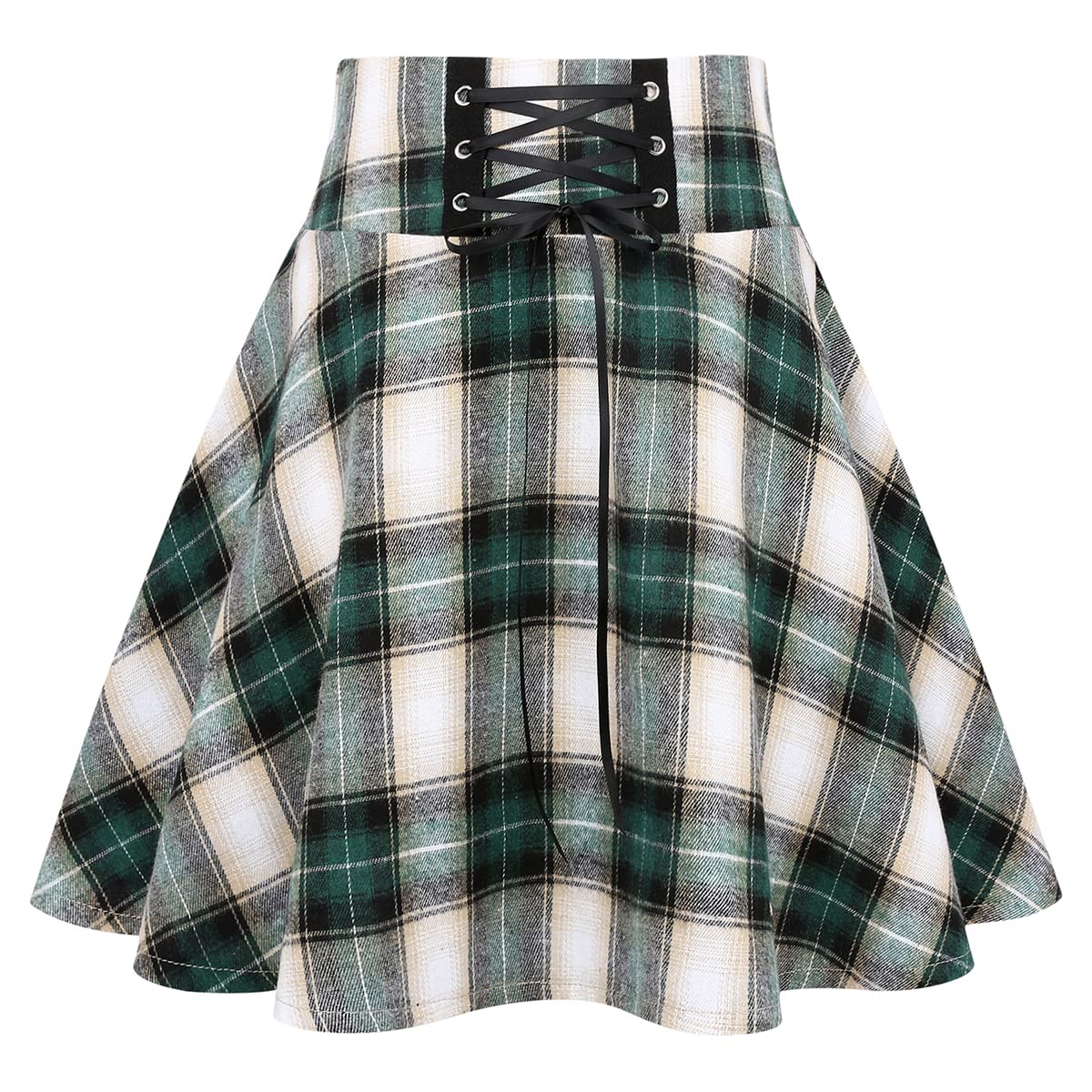 IDEALSANXUN Gothic Plaid Mini Skirts for Women Short High Waist Plaid Skirts