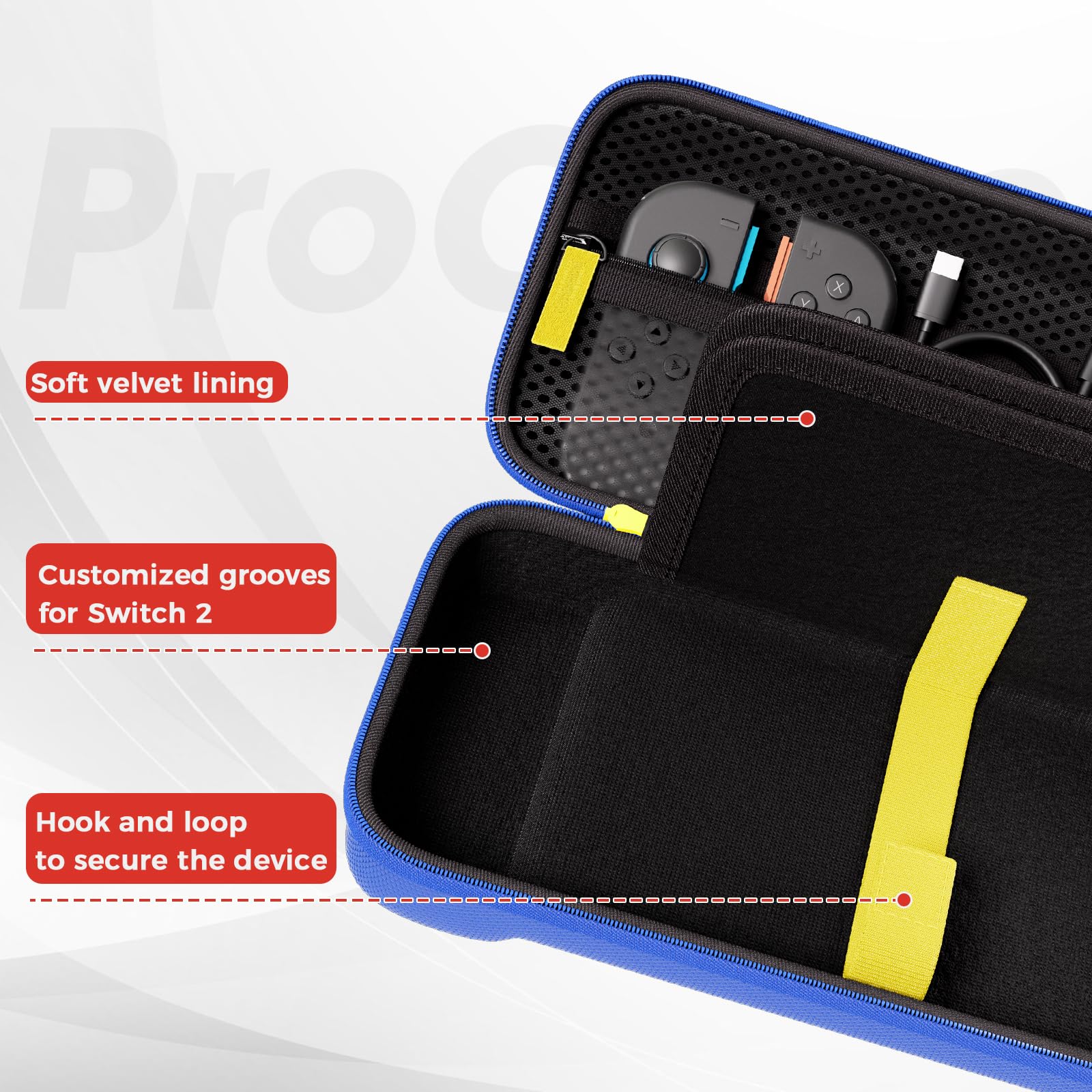 ProCase Carrying Case for Nintendo Switch 2 (2025) with 24 Game Card Slots, Hard Portable Travel Case Storage Bag Protective Pouch for 2025 Nintendo Switch 2 Console AC Adapter & Accessories -Black,L