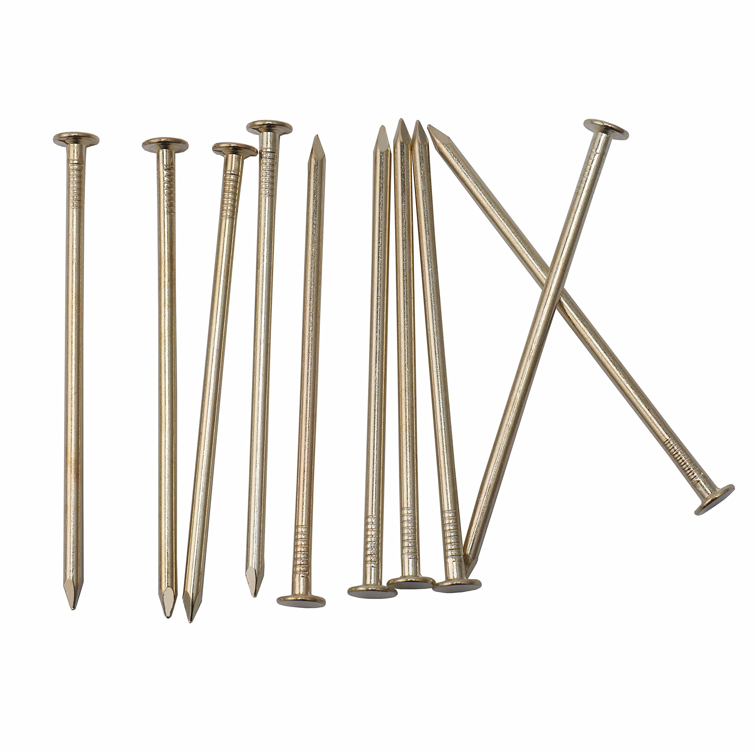 240pcs Gold Hardware Nails, 1-1/2” × 14 Ga Brass Plated Wood Nails, Nails for Hanging Wall Decor, Finishing Nails, Picture Hanging Nails, Wall Nails, Roofing Nails