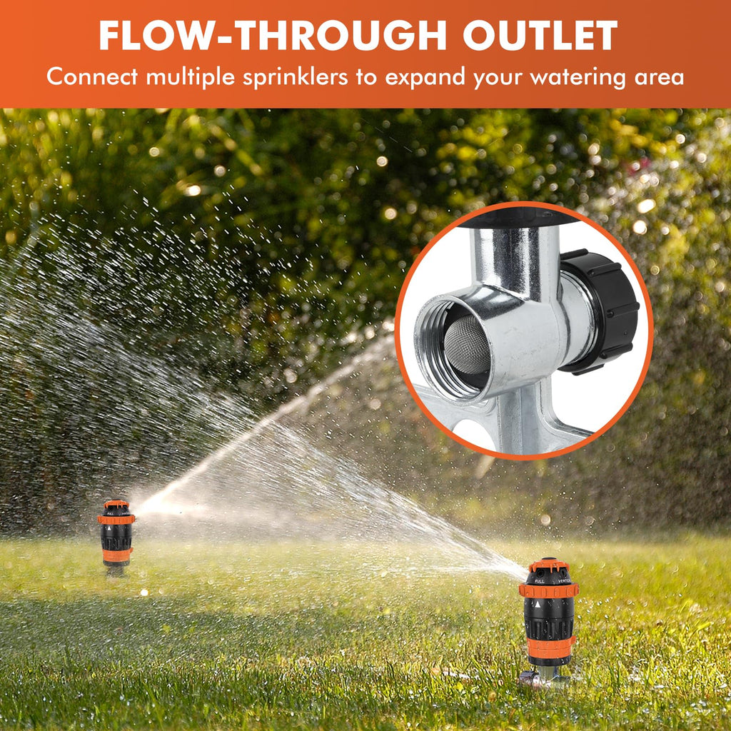 RESTMO Gear Drive Sprinkler with Metal Spike Base, 5-Pattern Heavy Duty Gardening Watering System, Multi-Adjustable Lawn Sprinkle for Garden Plant, Flower Bed and Large Yard Area Watering, Gray