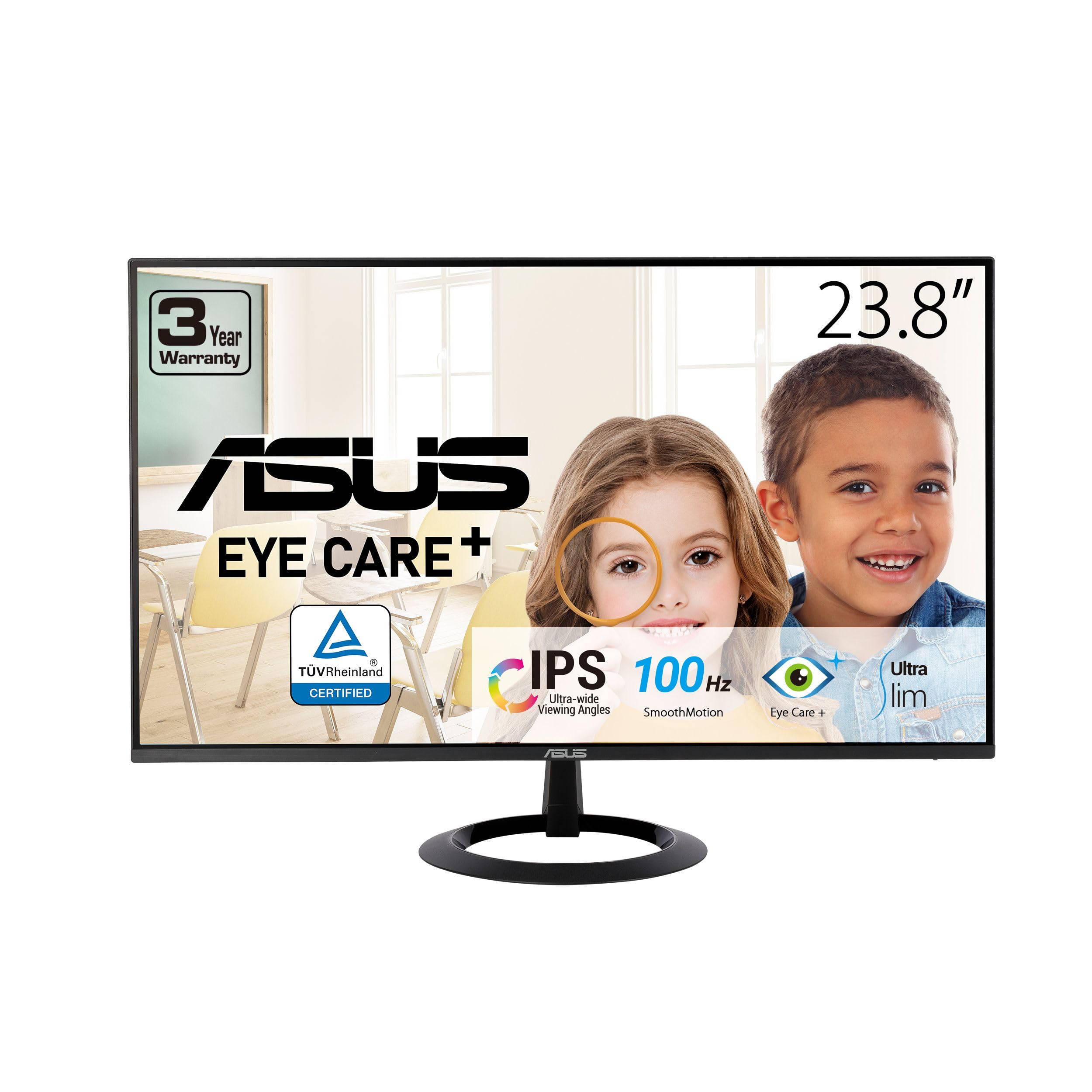 ASUS 22” Eye Care Monitor (VP229QF) – 100Hz, IPS, Full HD, 99% sRGB, Frameless, Adaptive-Sync, DisplayPort, HDMI, Low Blue Light, Flicker Free, Wall Mountable, 3 yr Warranty