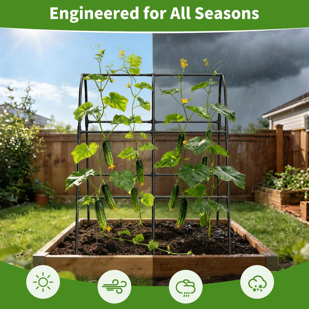 Cucumber Trellis for Raised Bed,U-Shape Garden Trellis for Climbing Plants Outdoor, Metal Arch Vegetables Trellis, Plant Support for Vine (Green, 31.5" Lx21.6 Wx47.2 H-Small)