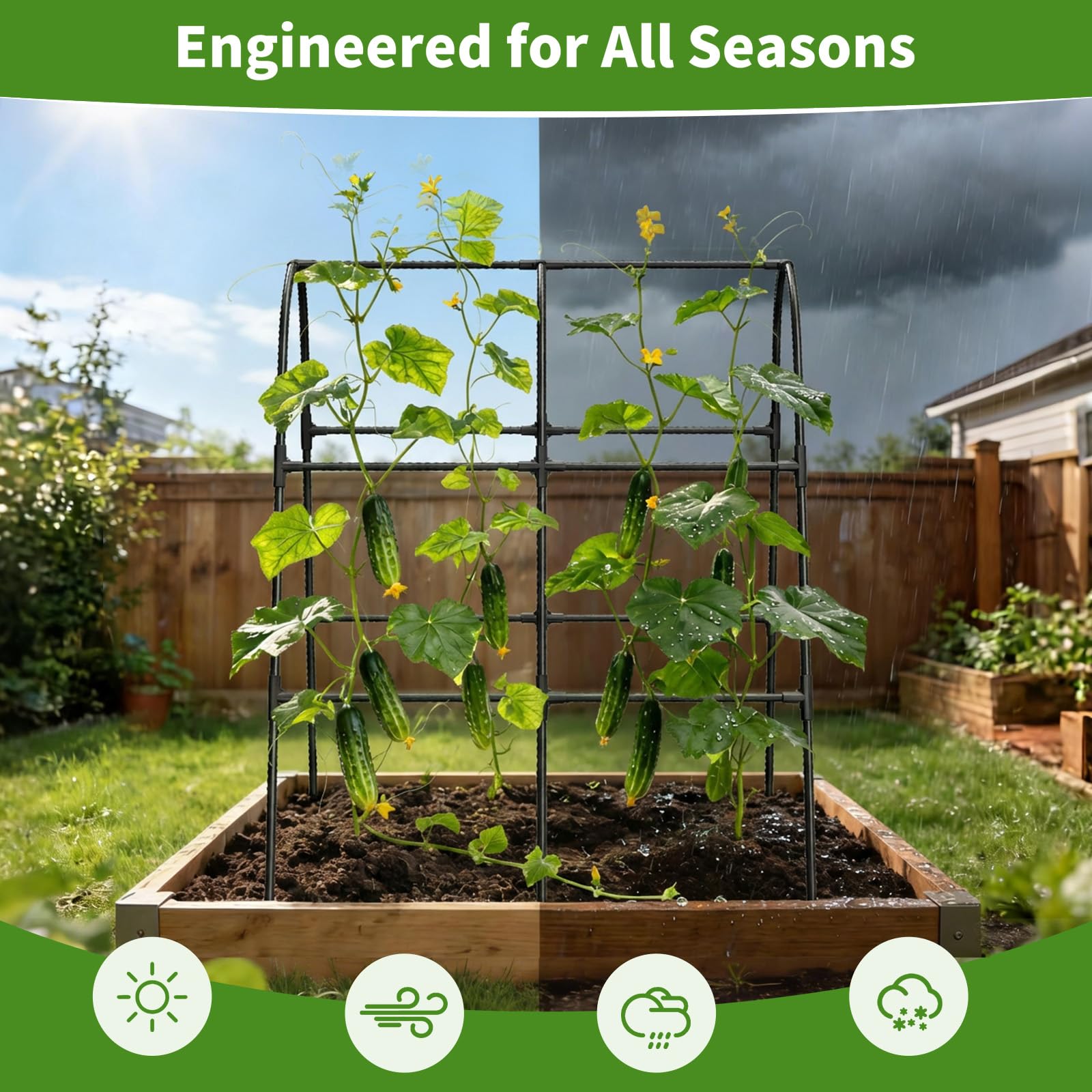 Cucumber Trellis for Raised Bed,U-Shape Garden Trellis for Climbing Plants Outdoor, Metal Arch Vegetables Trellis, Plant Support for Vine (Green, 31.5" Lx21.6 Wx47.2 H-Small)