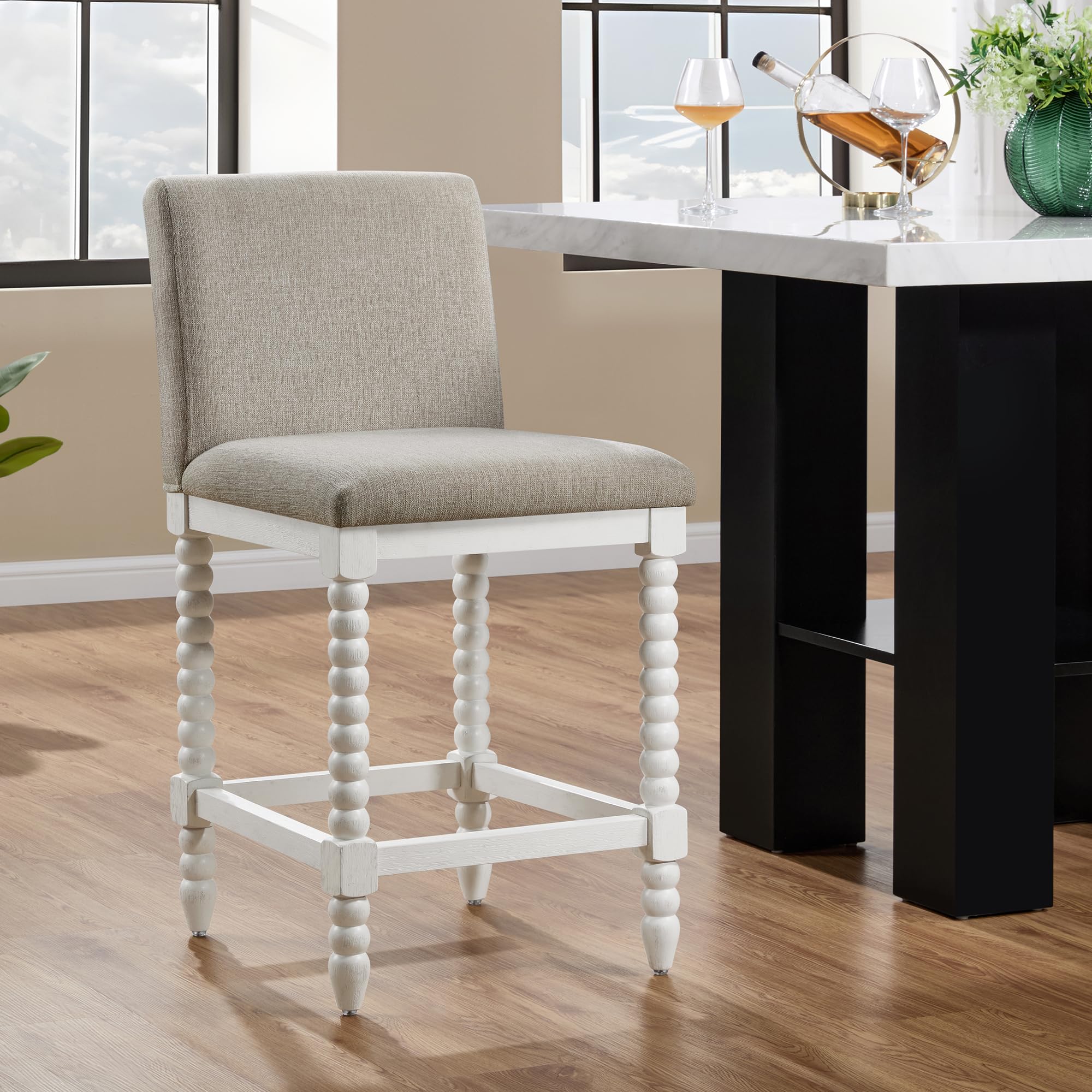 DUHOME Spindle Counter Stool with Padded Spring Seat,Wooden Bar Stools Farmhouse 26 Inch Counter Height Stools Chairs with Spindle Back for Kitchen Island