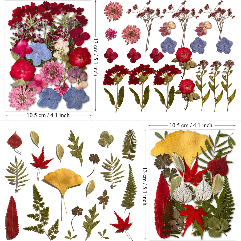 MIKIYA 98Pcs Pressed Dried Flowers for Resin Molds, Real Natural Bulk Big Dry Floral Leave for DIY Art Crafts, Epoxy Jewelry, Candle, Soap Making, Nails Decors