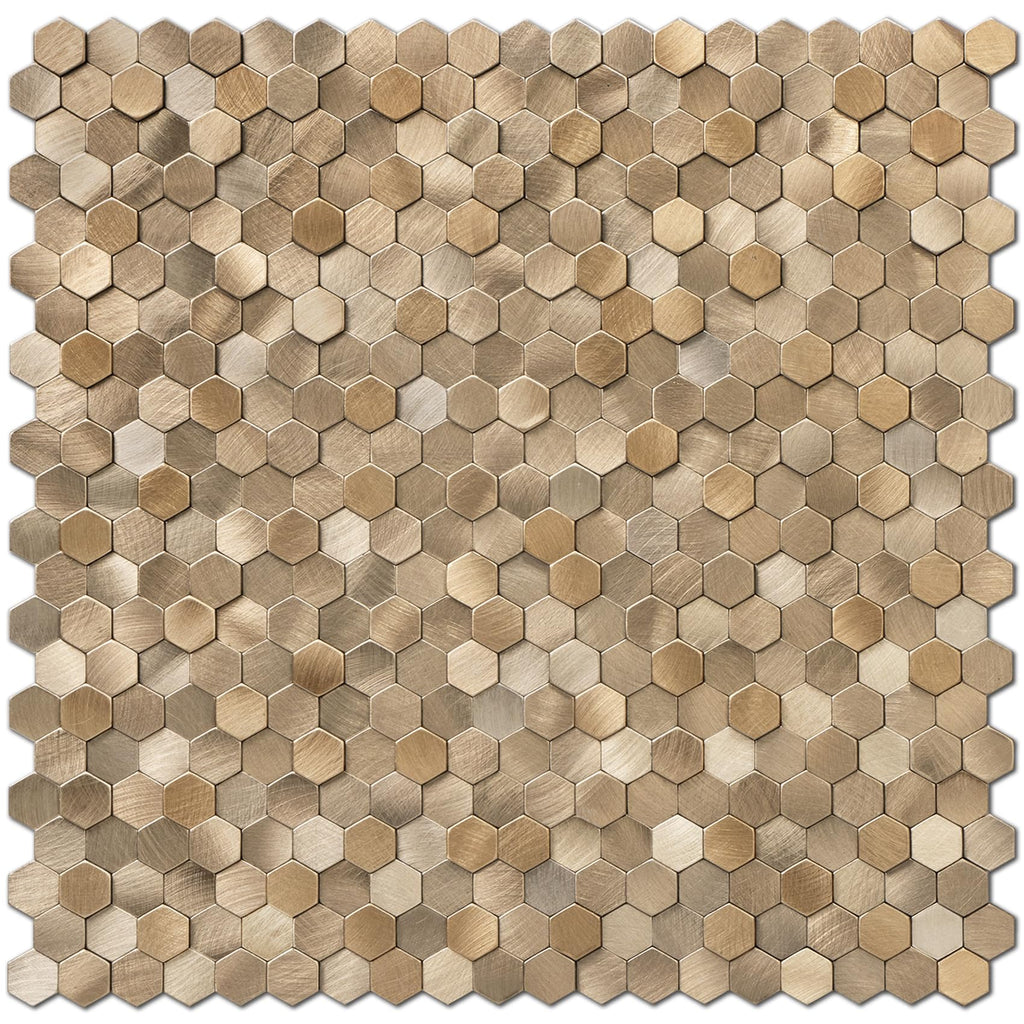 STICKGOO Peel and Stick Backsplash Tiles, Stick on Mosaic Self Adhesive Tiles, 3D Hexagon Backsplash for Kitchen Bathroom Fireplace Vanity (8PCS, Copper)
