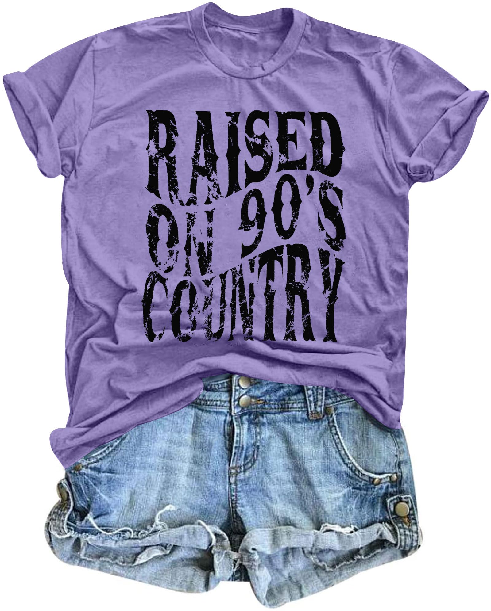 Raised on 90s Country Shirt Womens: Country Concert Outfit Country Music Tshirt Vintage Graphic Short Sleeve Tees