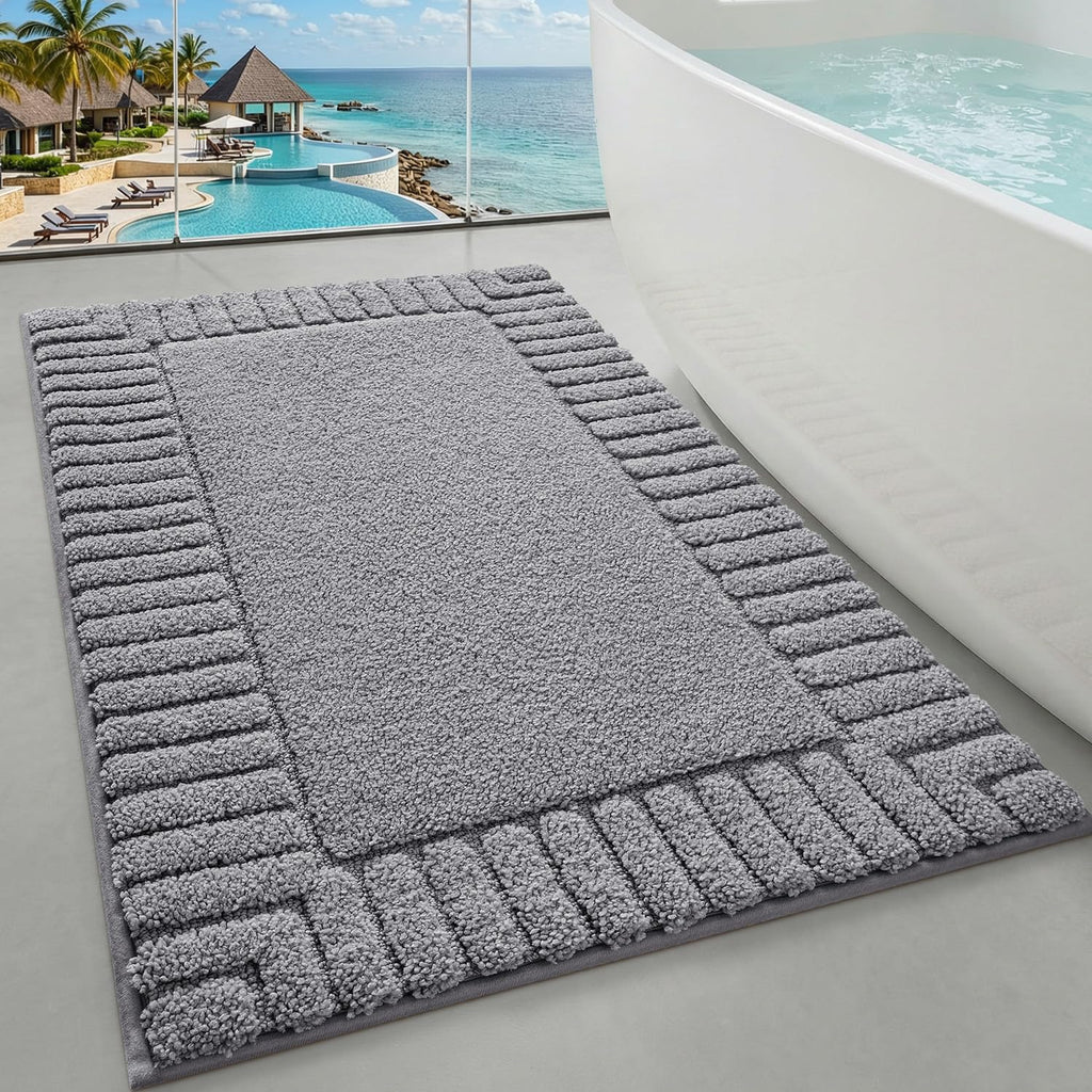 LUMI Bathroom Rugs Non Slip with Rubber Backing, Extra Soft Plush Microfiber Bath Rug Absorbent, Machine Washable Bath Mat Quick Dry for Tub, Shower, Hotel, Beige, 16"x24"