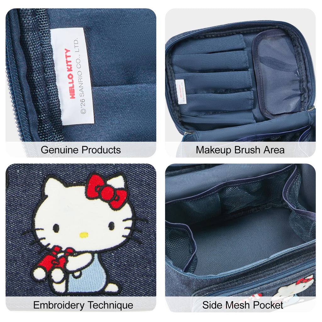 AmBealla Makeup Bag Large Waterproof Cosmetic Bags with Makeup Brush Holder,Cute Printed Makeup Organizer for Women Traveling,Portable Toiletry Bag for Girls
