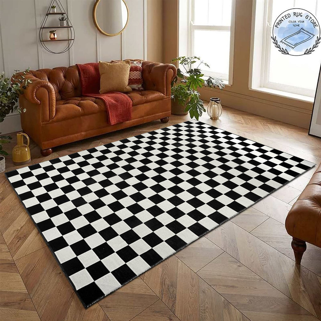 Seavish Checkered Rug, 2x3 Ft Black and White Moroccan Checkerboard Rug Washable Cotton Woven Washable Outdoor Rugs Reversible Floor Mat for Front Door Bedroom Entryway Kitchen Entryway