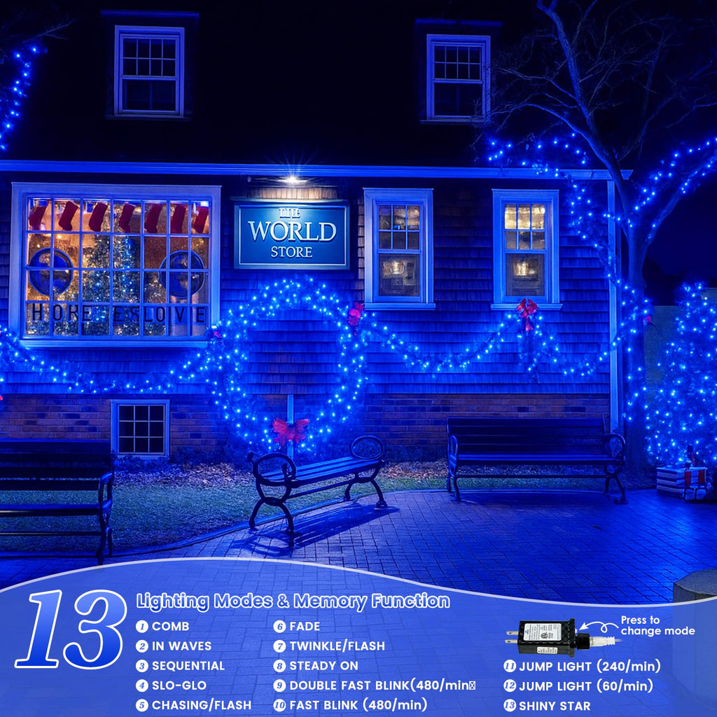 Connectable 100 LED String Lights Indoor Outdoor, 33FT Warm White Christmas Lights Waterproof, 13 Modes with Timer, Twinkle Fairy Lights Plug in Clear Wire for Christmas Tree, Bedroom, Classroom Decor