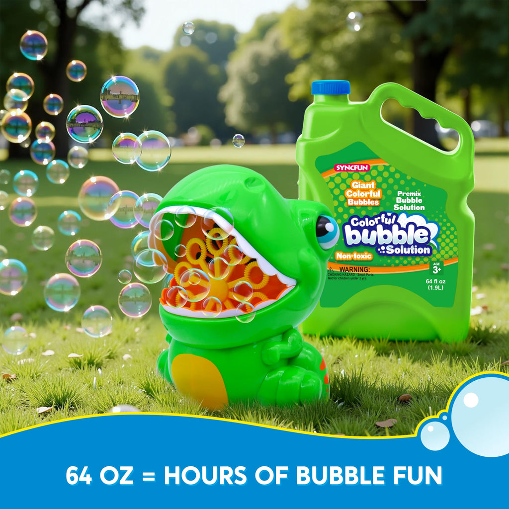 SYNCFUN 64 oz Premixed Bubble Solution, 1.9L Giant Pre-Mix Refill Solution for Bubble Machine, Bubbles for Kids, Wands, Blower, Easter, Outdoors Activity,No Mixing or Measuring