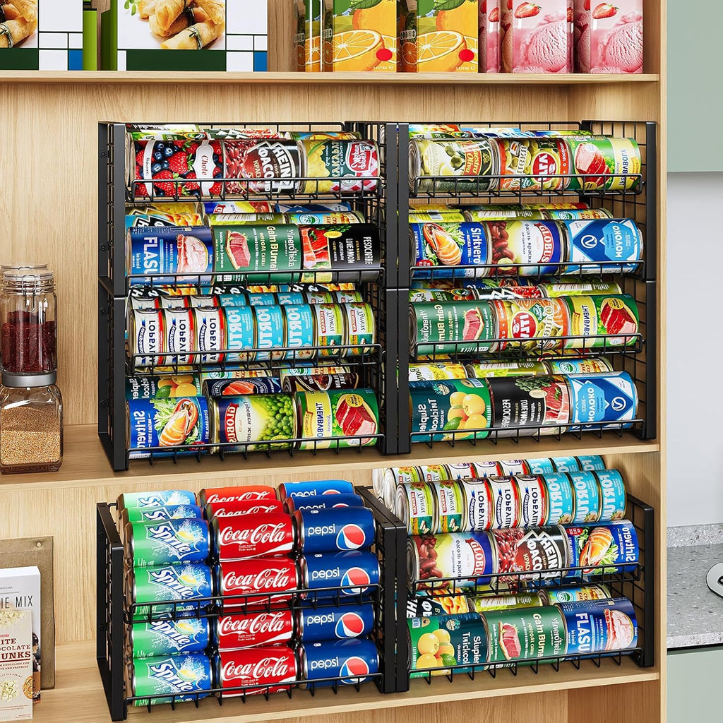 JKsmart 3-Tier Stackable Can Rack Organizer for Pantry, Adjustable Can Storage Holder for Various Ounces of Canned food Soda Drinks, Can Dispenser for Kitchen Cupboard Cabinet, 2 Pack