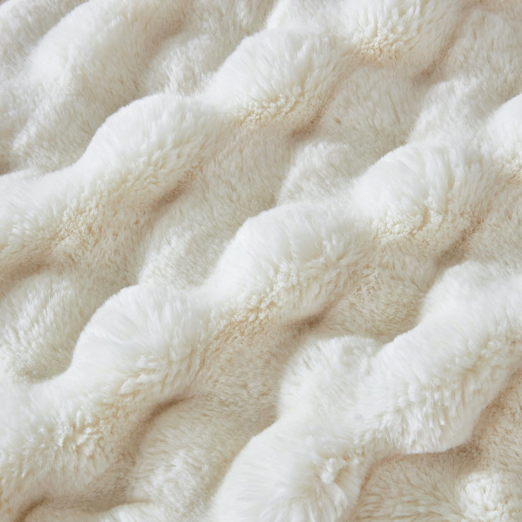 50x60 Inches Ultra-Soft Fuzzy Faux Fur Plush Throw Blanket - Thick, Warm Sherpa for Couch, Sofa, Bedroom, Camping - Decorative Blanket for Cozy Warmth, Bubble Grey