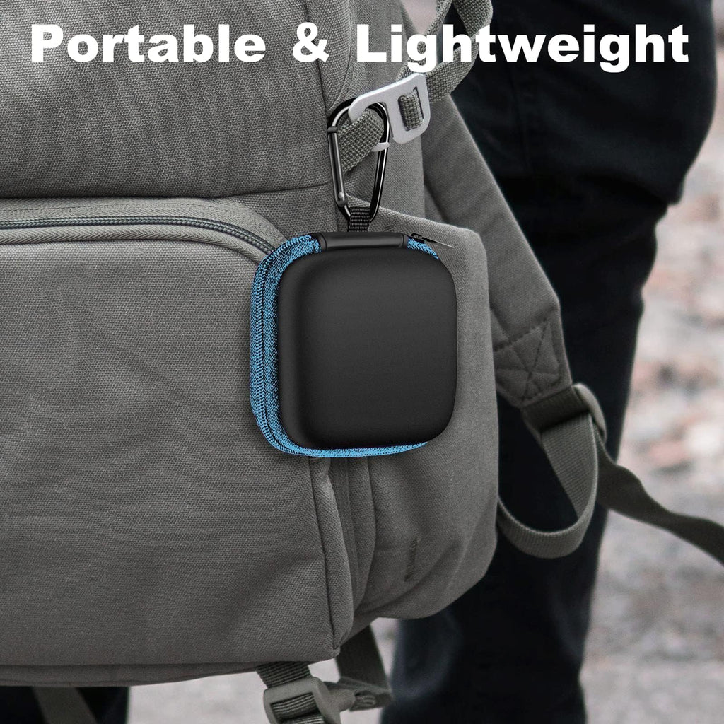 2Pack Oval Earbud Case Portable EVA Carrying Case Storage Bag Cell Phone Accessories Organizer with Carabiner for Earphone, Earbud, Earpieces, SD Memory Card, Camera Chips, Black/Purple