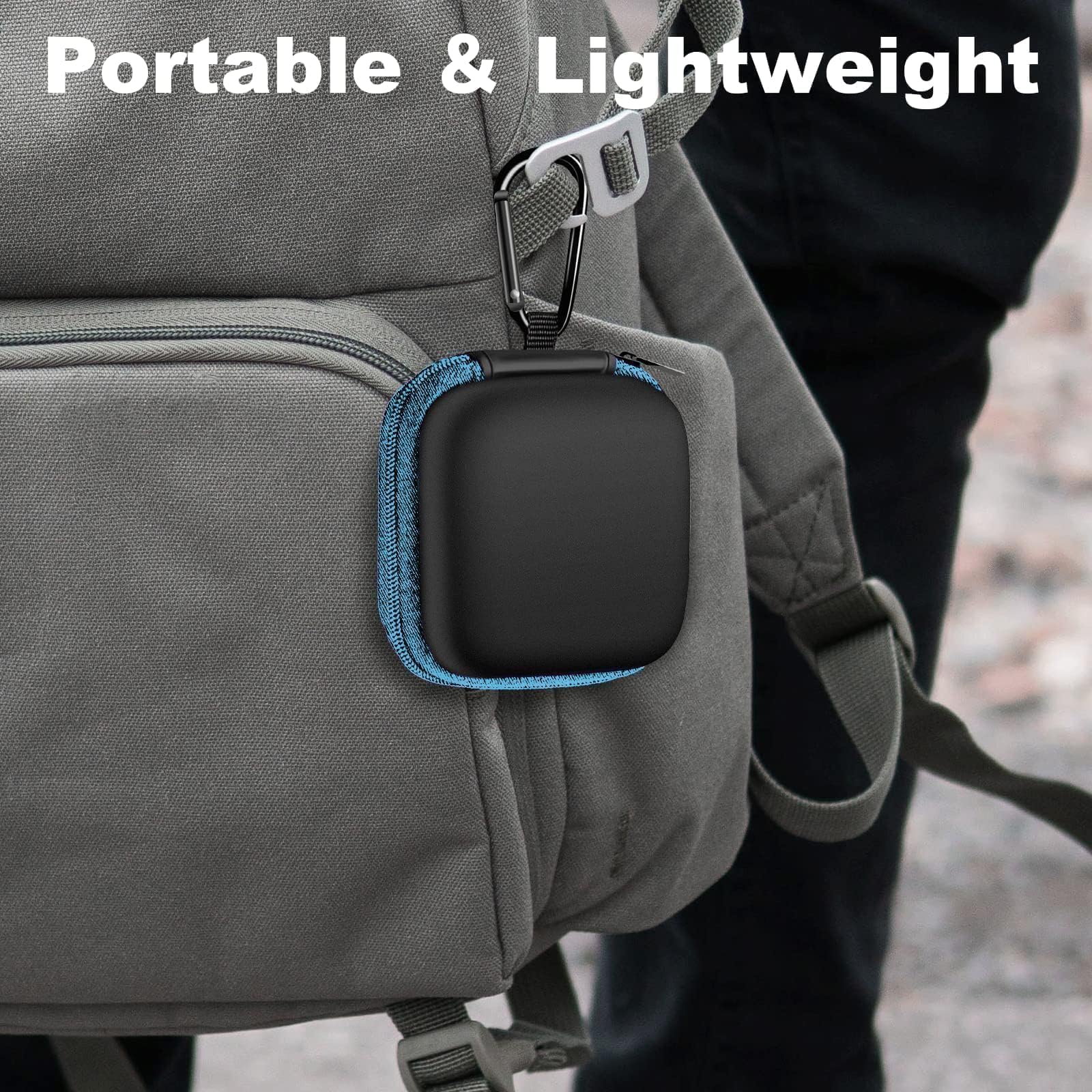 2Pack Oval Earbud Case Portable EVA Carrying Case Storage Bag Cell Phone Accessories Organizer with Carabiner for Earphone, Earbud, Earpieces, SD Memory Card, Camera Chips, Black/Purple
