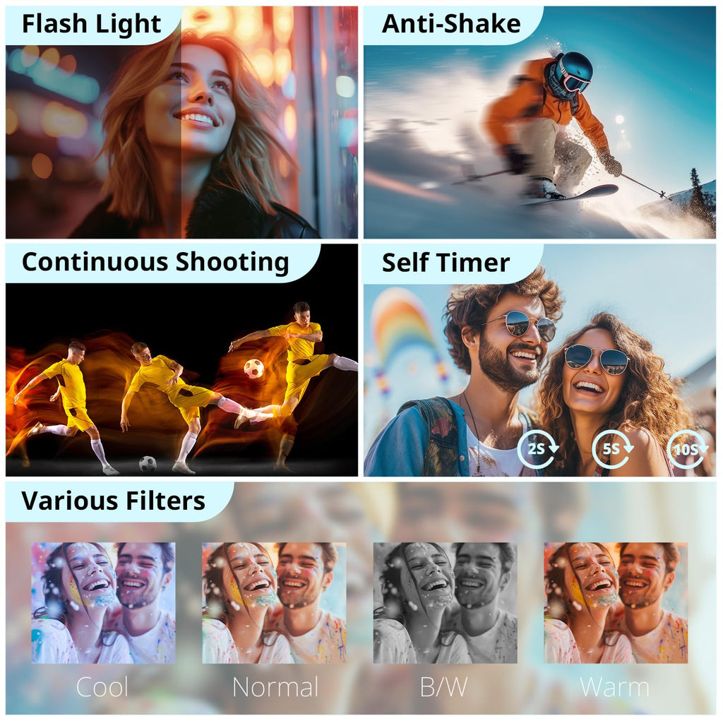 Duluvulu 4K Digital Camera for Photography Autofocus, 2026 Latest 48MP Vlogging Camera for YouTube with SD Card, 2 Batteries, 3" 180°Flip Screen Compact Travel Camera for Teens with 16X Zoom,Black