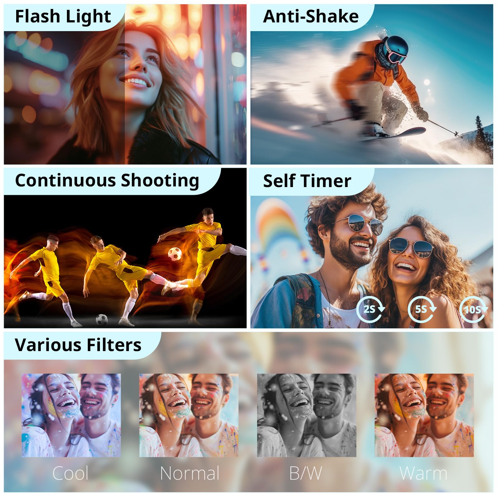 Duluvulu 4K Digital Camera for Photography Autofocus, 2026 Latest 48MP Vlogging Camera for YouTube with SD Card, 2 Batteries, 3" 180°Flip Screen Compact Travel Camera for Teens with 16X Zoom,Black