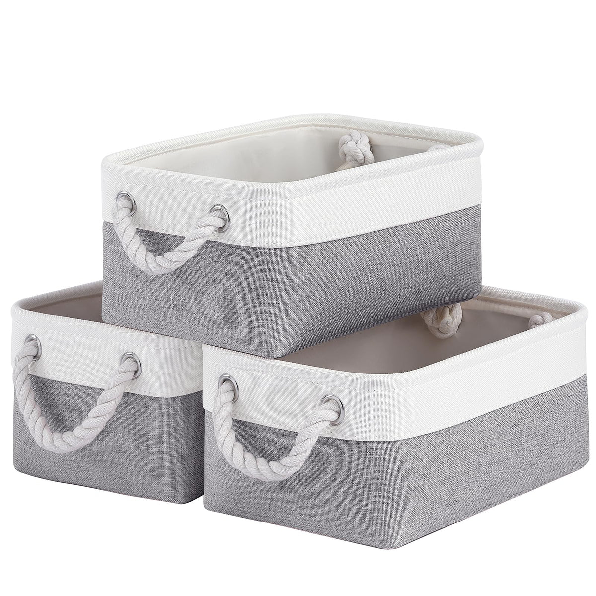 Storage Baskets for Shelves 11.8x7.9x5.2 Inch, Foldable Fabric Storage Bins with Handles, Small Storage Baskets for Organizing Closet, Office, Home Organization (1-Pack, Gray)