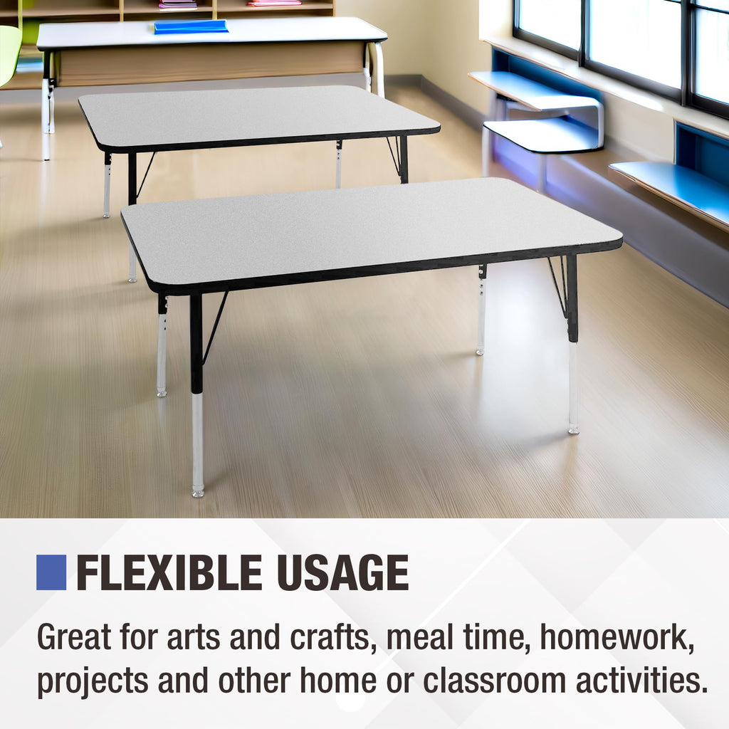 Norwood Commercial Furniture 36-Inch Adjustable Height Classroom Activity Table for Kids & Adults, Rectangular Activity Table for School and Home, Blue