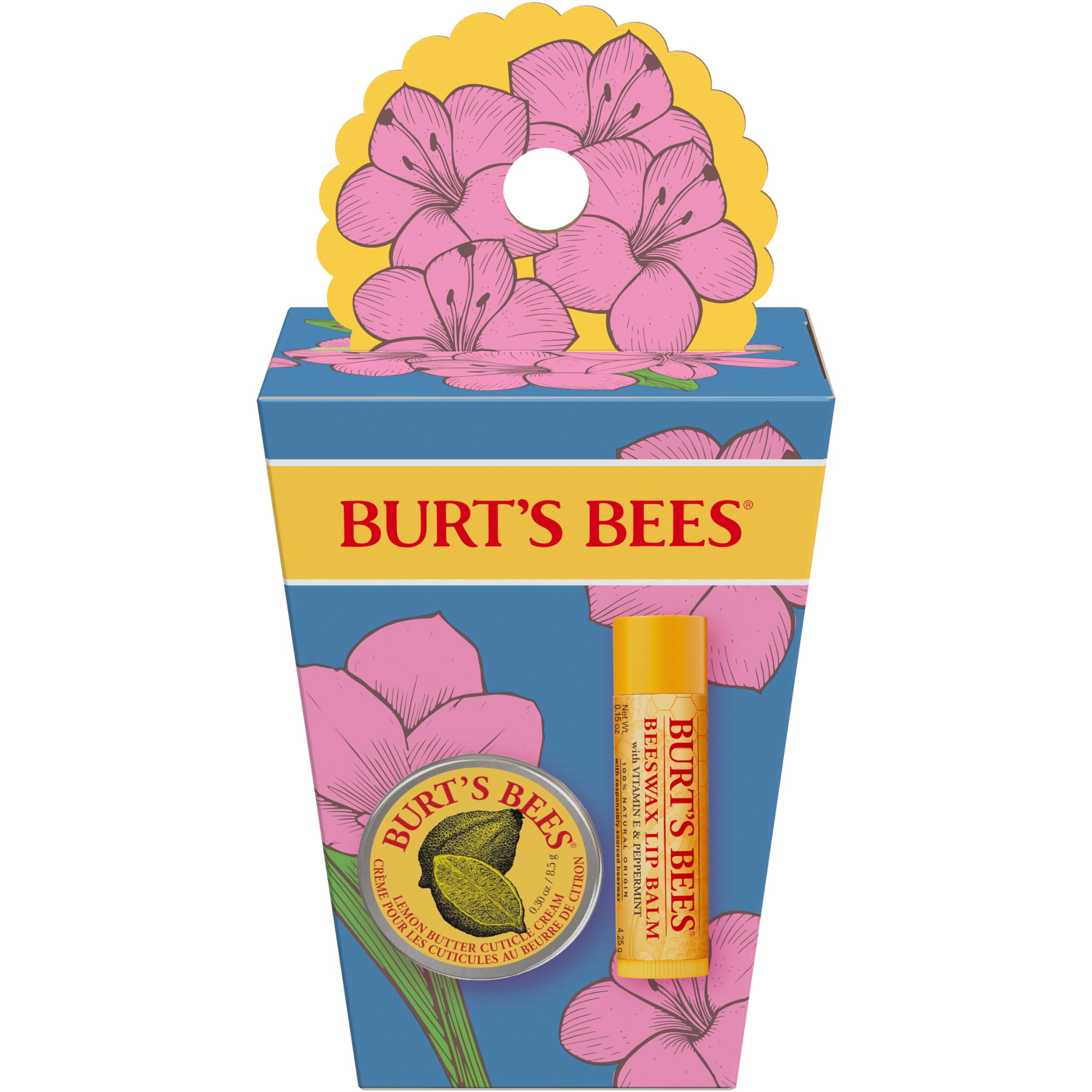 Burt's Bees Gifts Ideas - Spring Surprise Set, Dragonfruit Lemon Lip Balm and Lemon Butter Cuticle Cream, Natural Origin Lip Moisturizer With Responsibly Sourced Beeswax, 2 Count