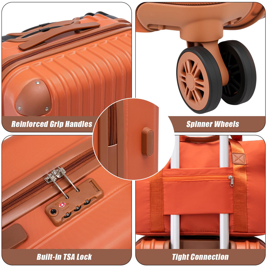 Cosbarn Luggage Sets 5 Piece Suitcases with Wheels, Suitcase Set ABS Hard Case Luggage with TSA Lock Spinner Wheels Durable Travel Luggage